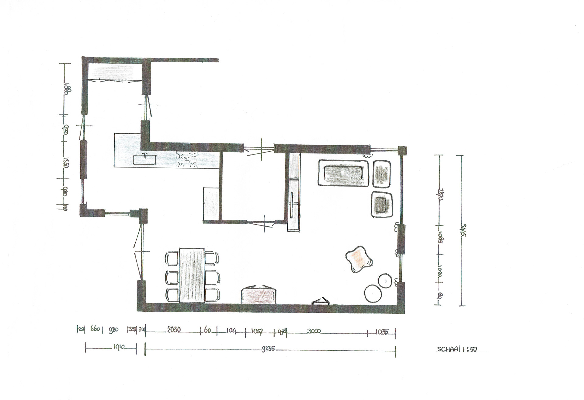 Woonkamer indeling