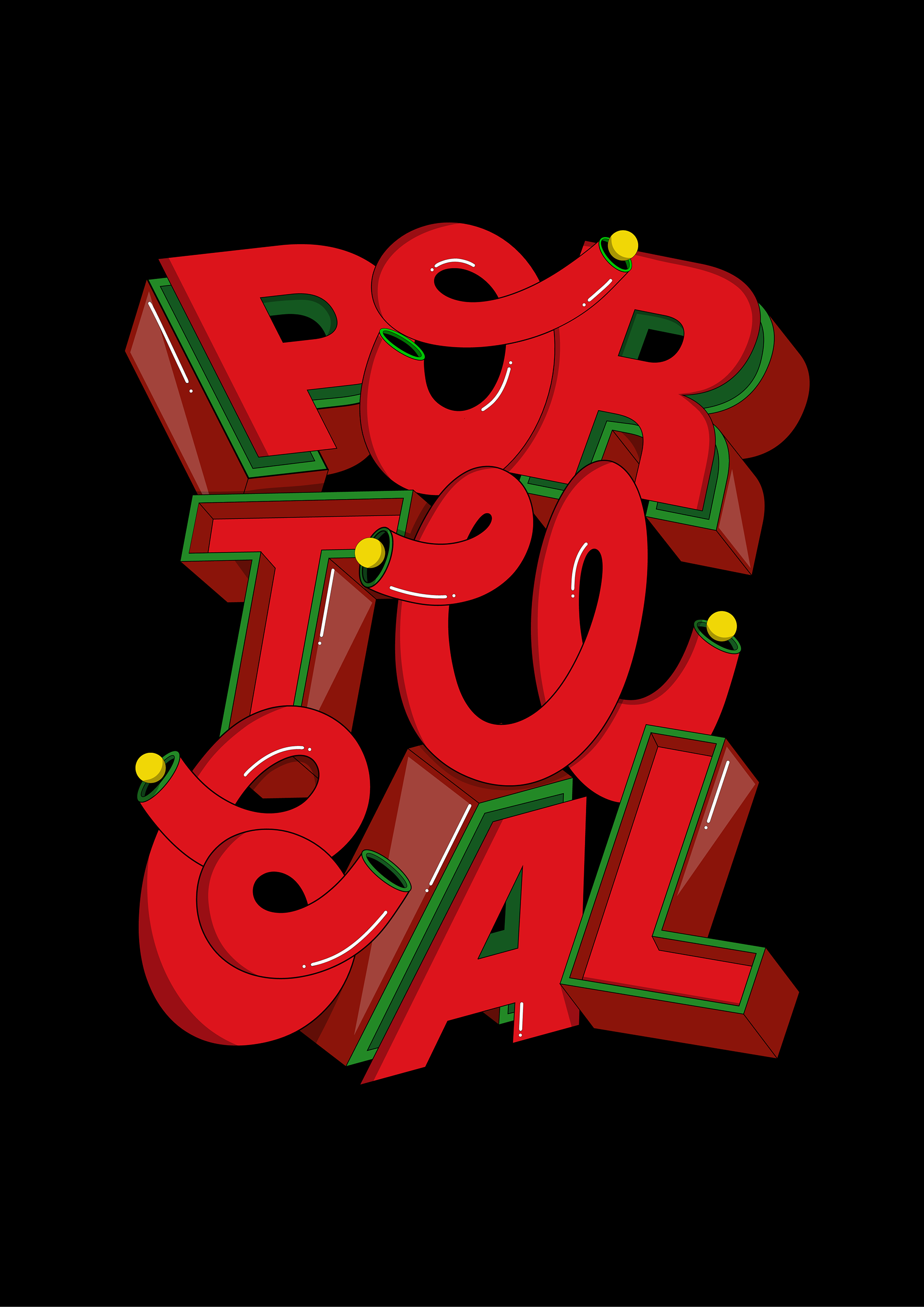 3d lettering, 3d typography, portugal lettering, portugal illustration, portugal football