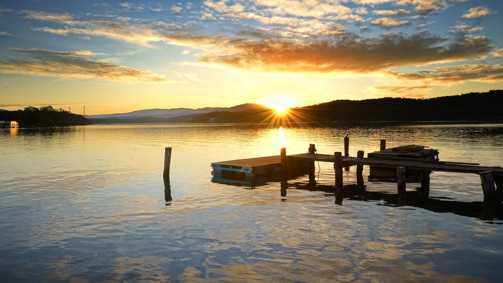 Sunset over Clyde River, Batemans Bay, NSW.