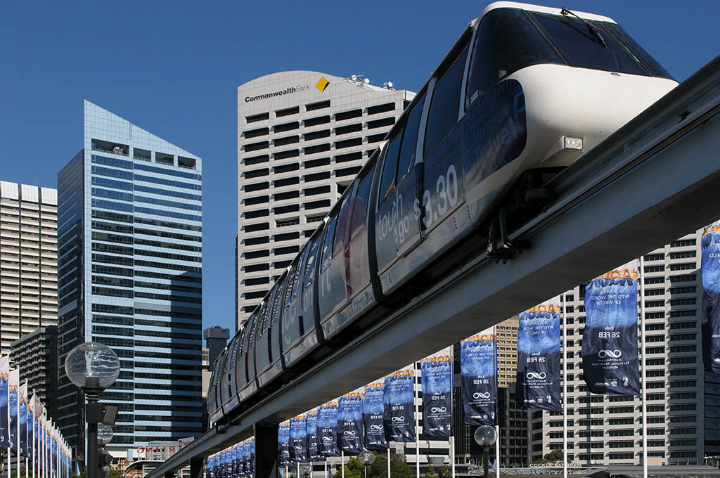 The now decommissioned monorail, Darling Harbour, Sydney, NSW.