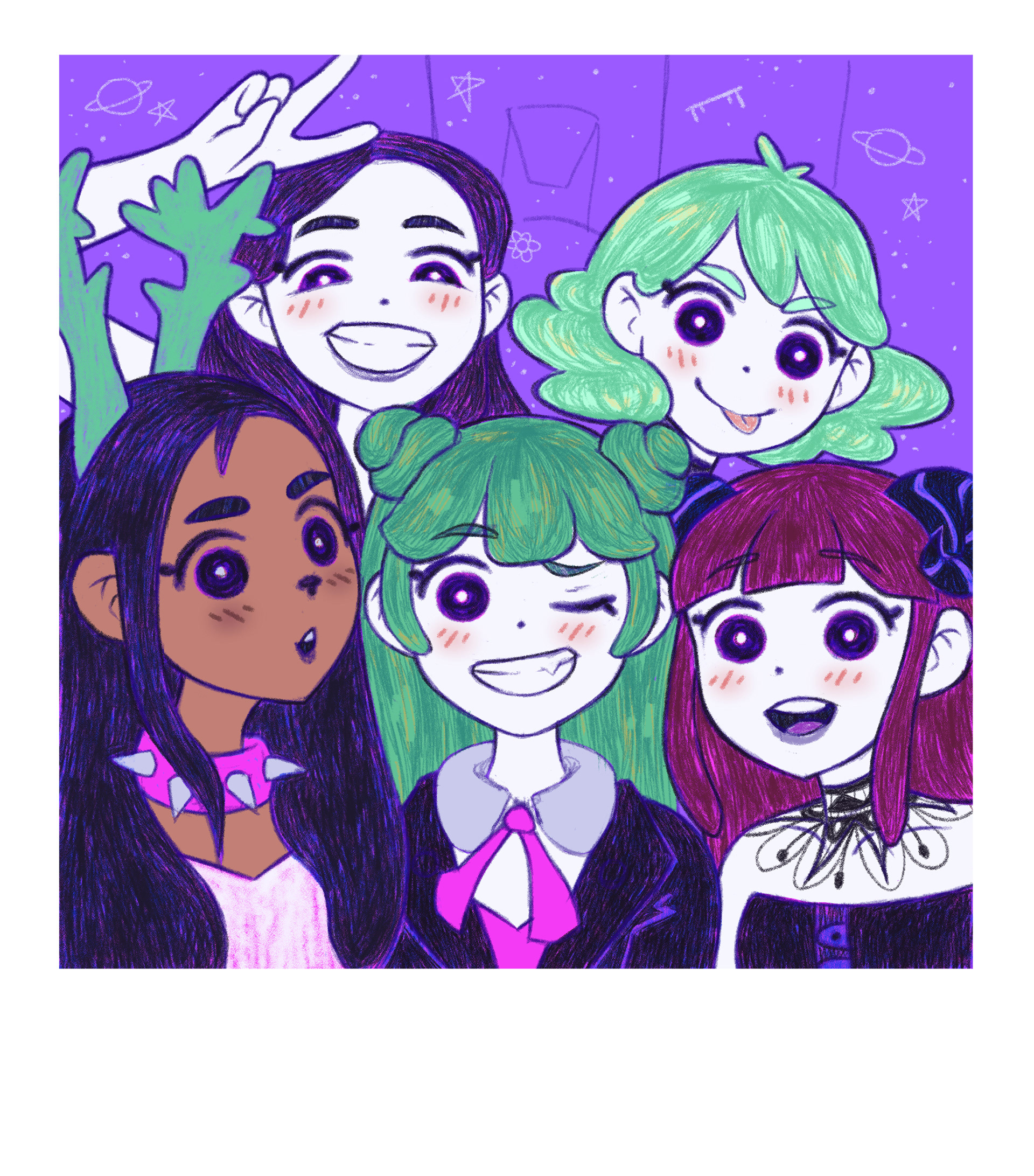 Another mock polaroid 'selfie' of myself and friends, in the style of the game 'Omori'