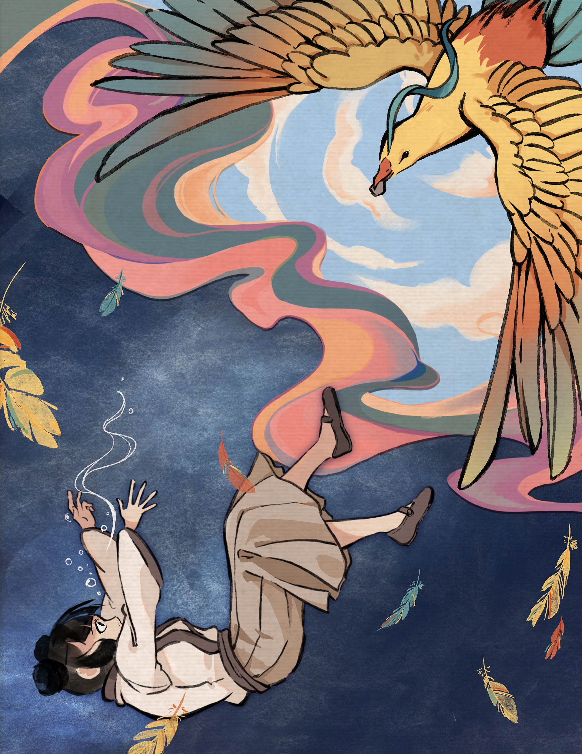 JingWei Fills the Ocean | Chinese Mythology Zine