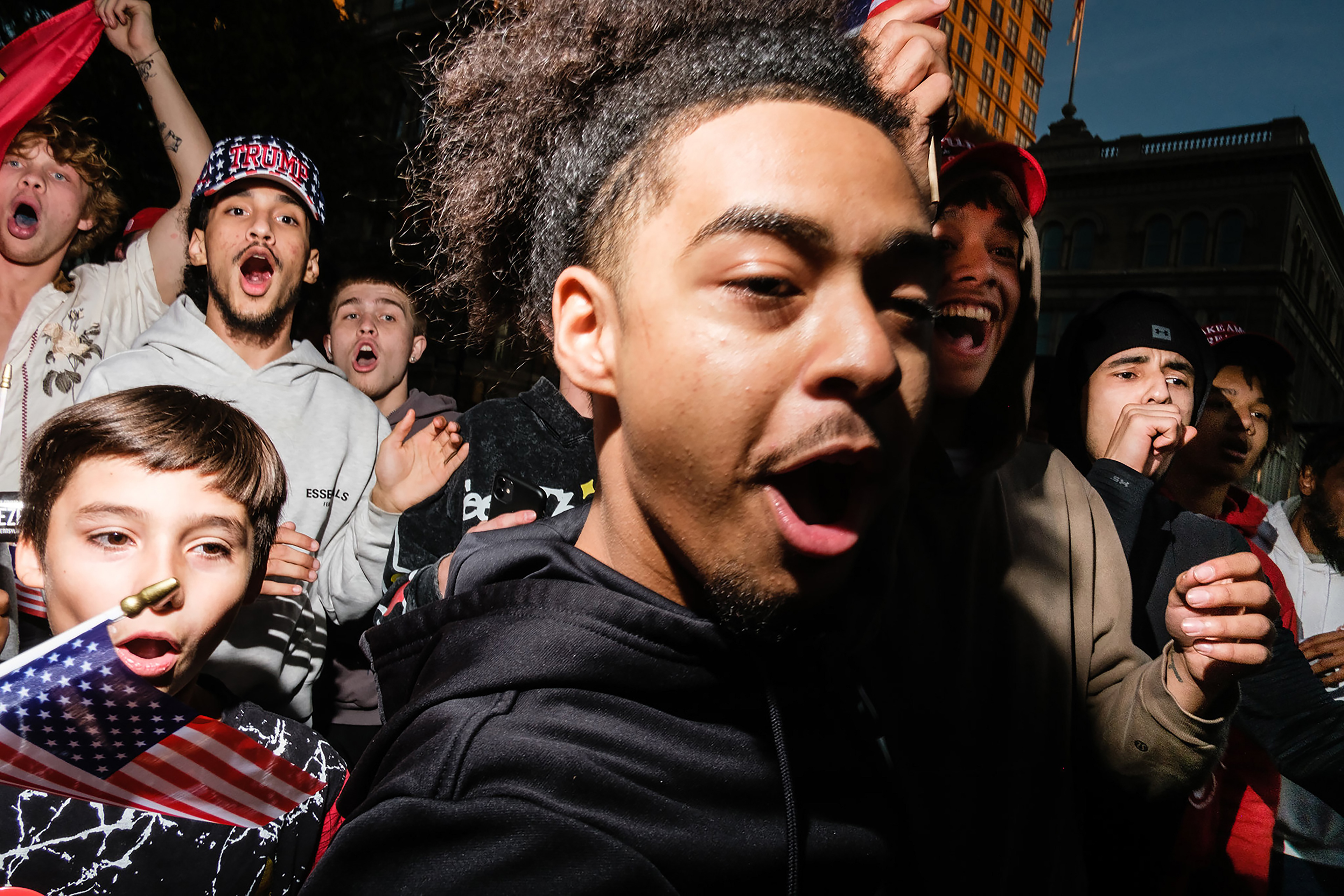 Young MAGA's react to a punch being thrown outside of a Trump Rally, Lancaster PA, 10/20/24