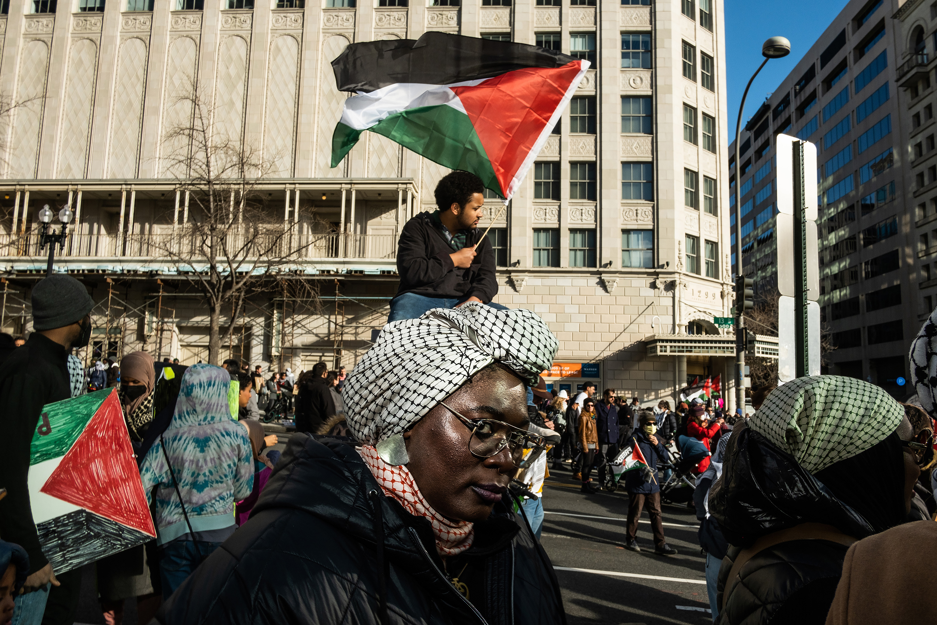 Pro-Palestinian protestors march in Washington DC, 1/13/24