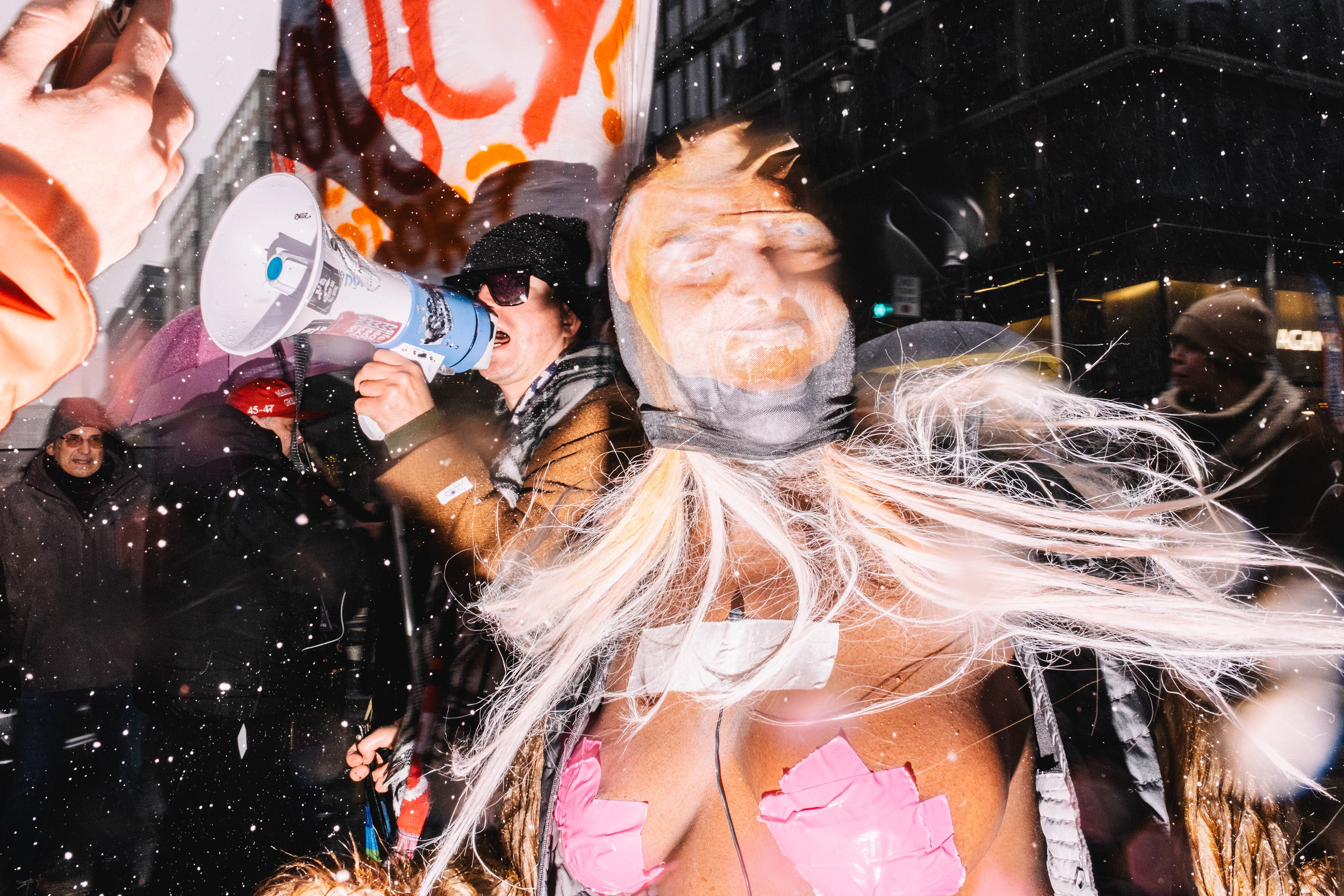 Counterprotestors at the pre-inaugural Trump rally, Washington DC, 1/19/2025