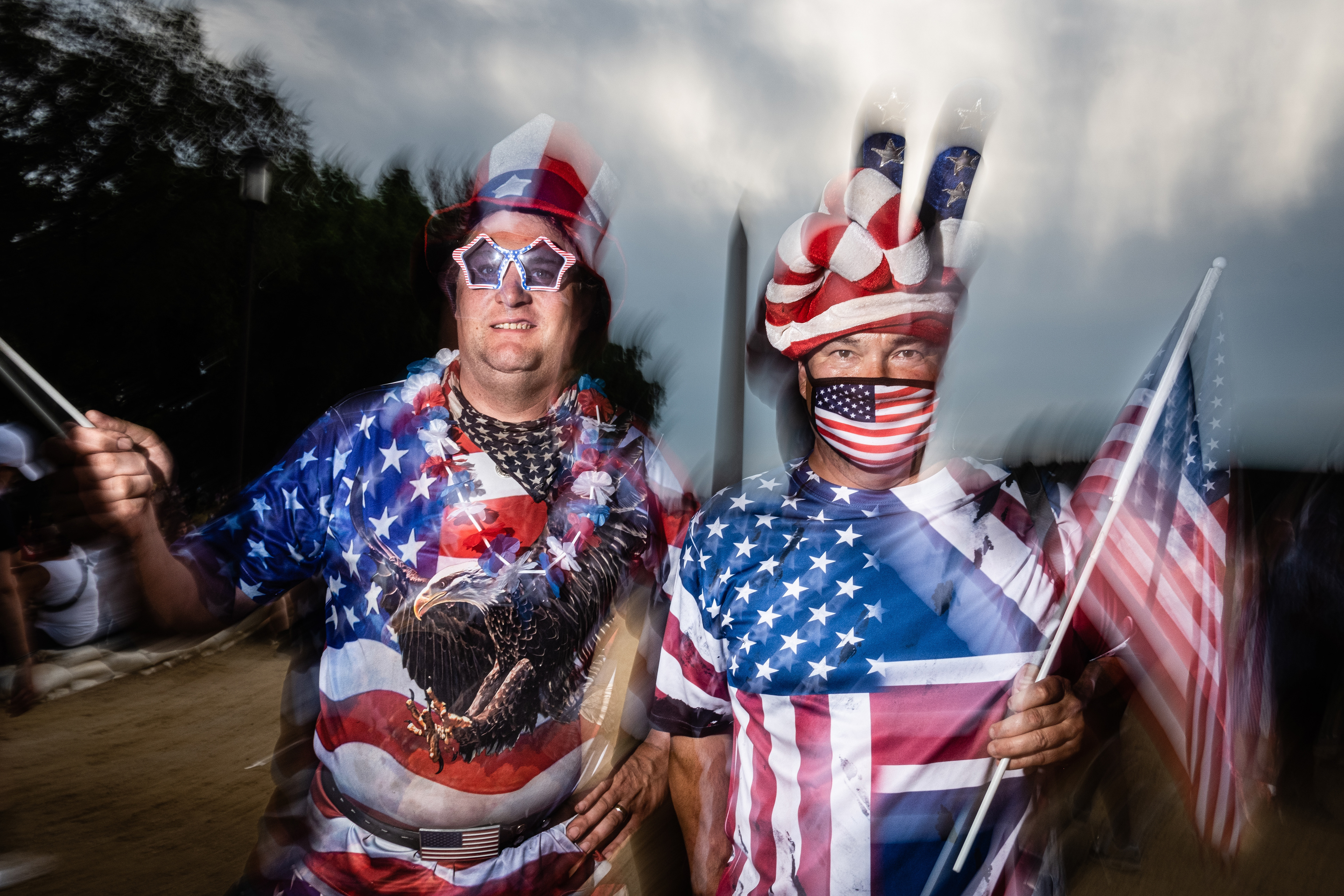 Flag bedecked attendees at the July 4th celebrations in Washington DC, 2024
