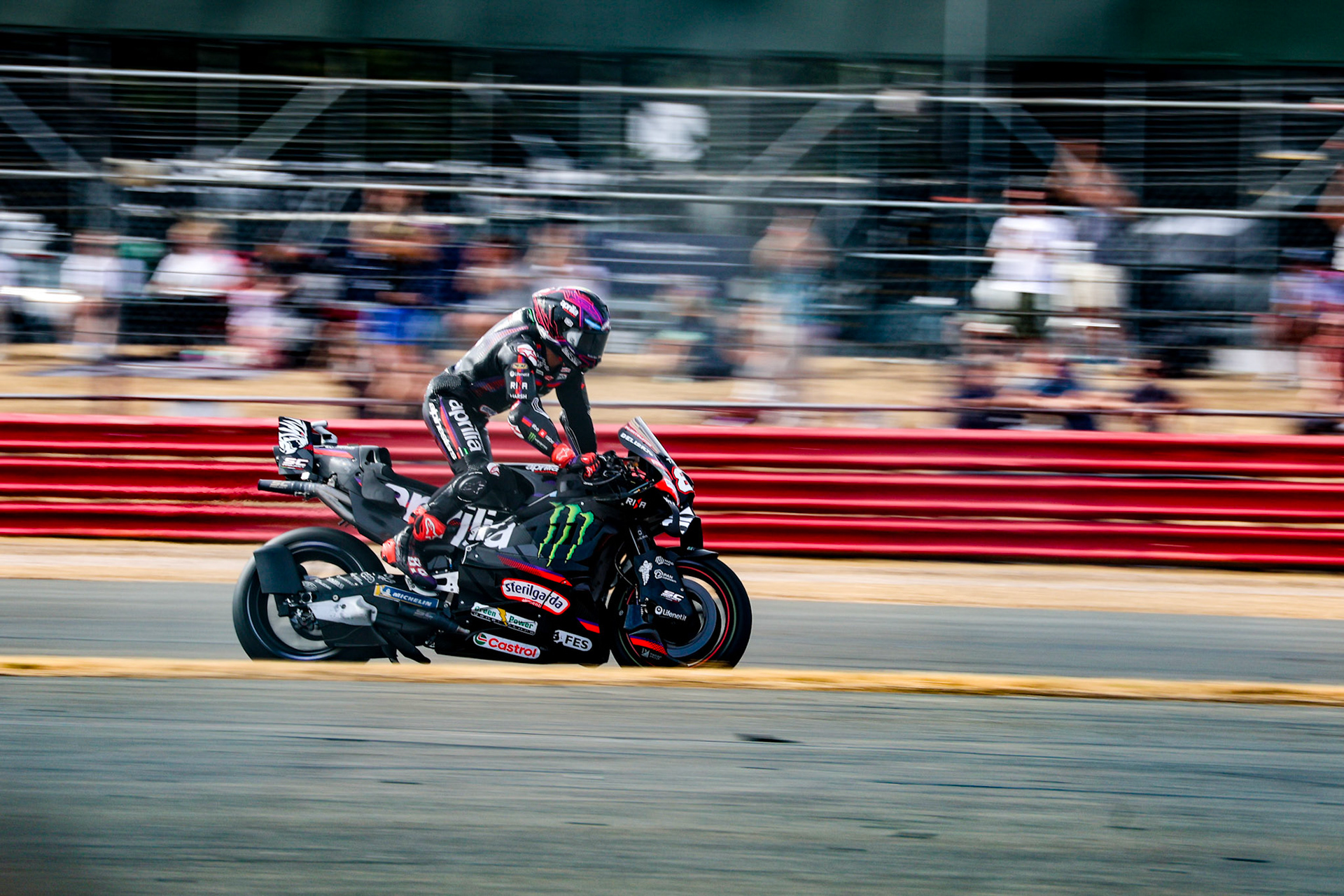 Jorge Martin at the front of the pack at the 2026 British MotoGP Tissot Sprint Race.