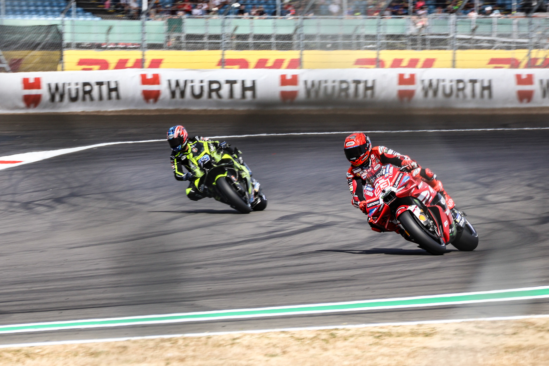 Marc Marquez and and Ai Ogura during a flying lap in a contentious Q2 at the 2026 British GP.