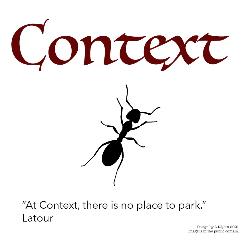 Imagw of a singular ant looking at the word Context