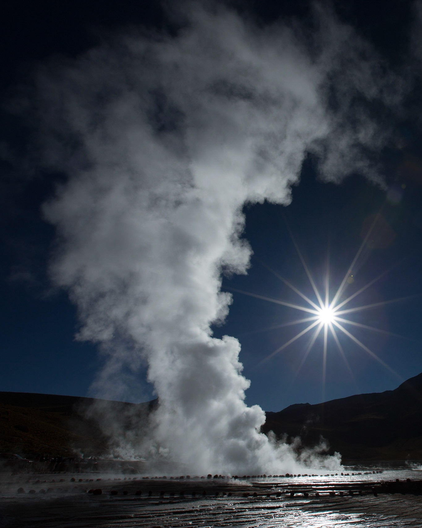 El Tatio is a geyser field located within the Andes Mountains of northern Chile at 4,320 meters above mean sea level. It is among the highest-elevation geyser fields in the world. Its name comes from the Quechua word for oven. El Tatio has over 80 active geysers, making it the largest geyser field in the southern hemisphere and the third largest in the world.