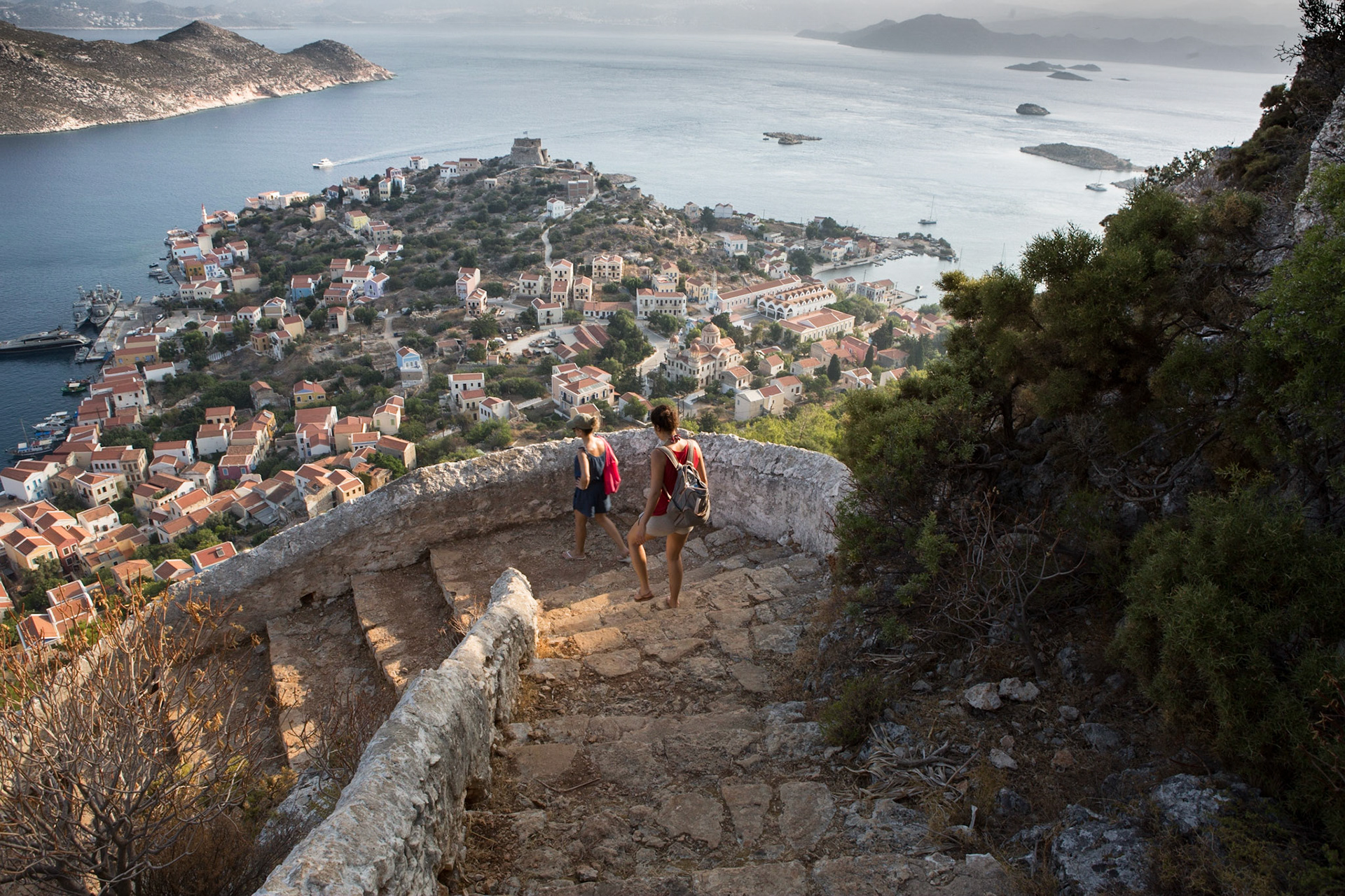 Kastellorizo (Greek: Καστελλόριζο Kastellorizo; officially Μεγίστη Megisti or Meyisti) is a Greek island and municipality located in the southeastern Mediterranean. It lies roughly 2 kilometres off the south coast of Turkey. The island's official name, Megisti (Μεγίστη) means "biggest" or "greatest", but at only 11.98 km2 in area, it is the smallest of the Dodecanese. The name, however, refers to the fact that it is the largest of the small archipelago. This name was used in antiquity, but is now rarely used in Greek.