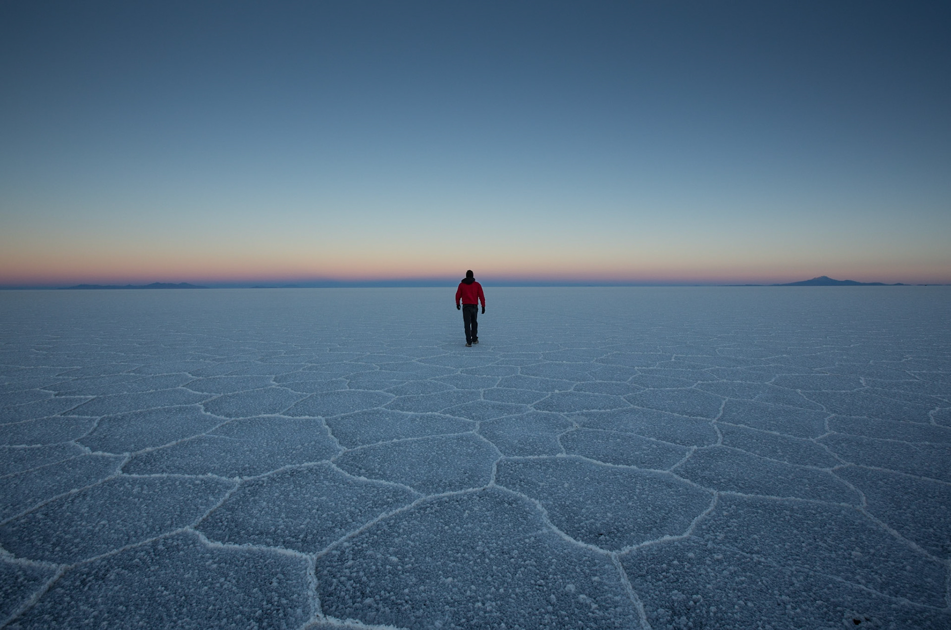 Salar de Uyuni, Bolivia. We spent the night close to the salar to get there very early in the morning to be able to walk and take pictures before sunrise. The landscape and the light were even more incredible that I had imagined.