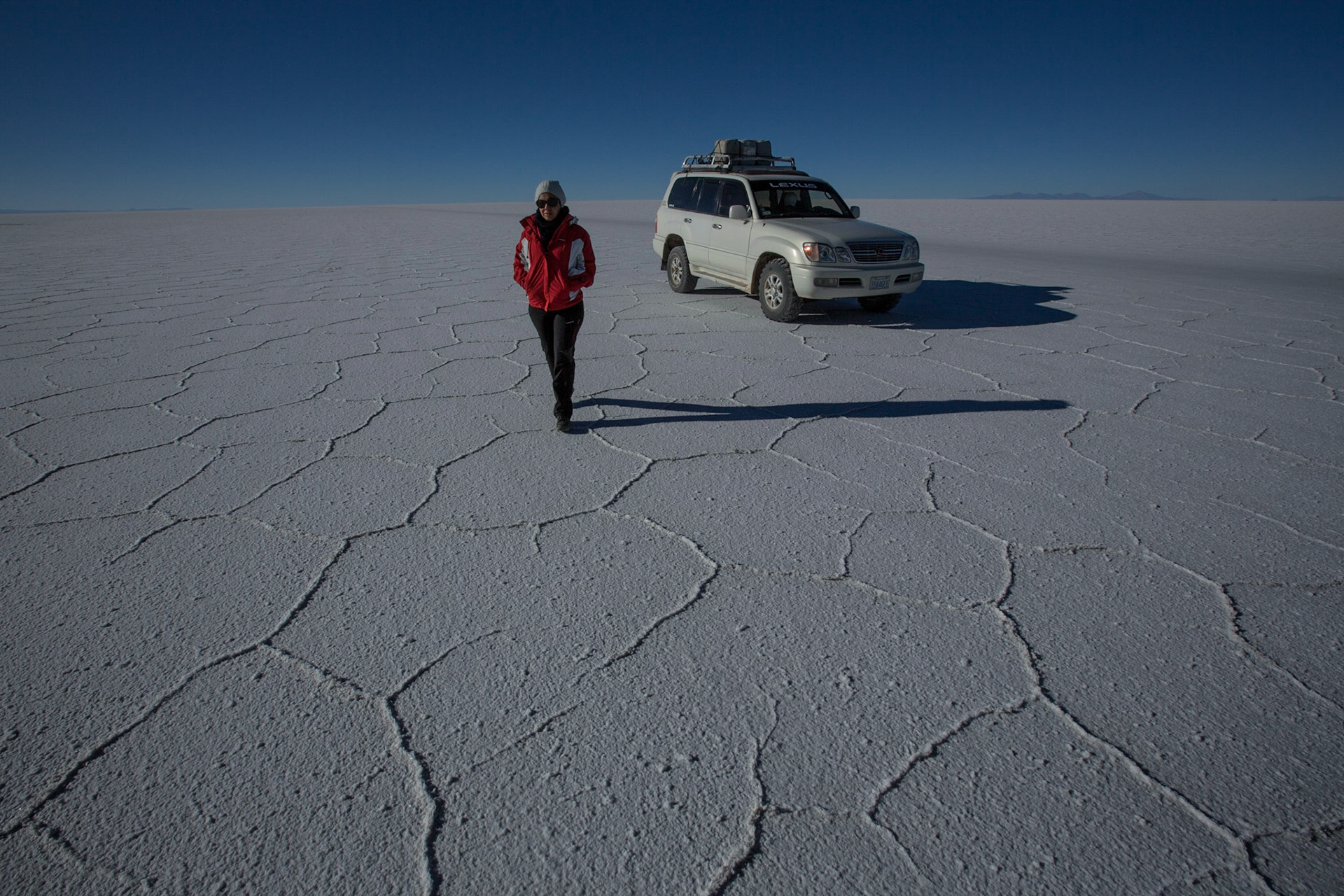 We spent the night close to Salar de Uyuni in Bolivia to arrive very early the next morning and be able to take pictures before sunrise. The landscape and the light were even more incredible than we had imagined. There was a moment when -as hard as it may sound for a photographer, I stopped taking pictures and we just stood there to be and breathe.