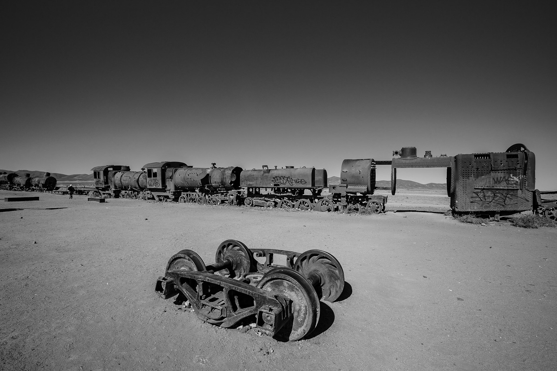 On the outskirts of Uyuni, Bolivia, lies a cemetery for trains, for locomotives. Uyuni has long been an important transportation hub in South America and it connects several major cities. In the early 19th century, big plans were made to build an even bigger network of trains out of Uyuni, but the project was abandoned because of a combination of technical difficulties and tension with neighboring countries. The trains and other equipment were left to rust and fade out of memory. In other places, the mighty steel trains would have held up better. The salt winds that blow over Uyuni, which hosts the world’s largest salt plain, have corroded all of the metal.