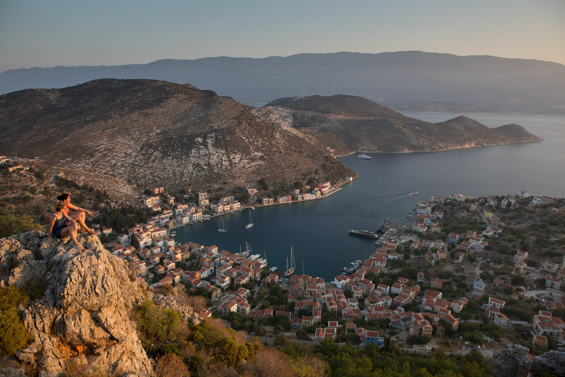 Kastellorizo (Greek: Καστελλόριζο Kastellorizo; officially Μεγίστη Megisti or Meyisti) is a Greek island and municipality located in the southeastern Mediterranean. It lies roughly 2 kilometres off the south coast of Turkey. The island's official name, Megisti (Μεγίστη) means "biggest" or "greatest", but at only 11.98 km2 in area, it is the smallest of the Dodecanese. The name, however, refers to the fact that it is the largest of the small archipelago. This name was used in antiquity, but is now rarely used in Greek. It takes 401 steps to reach a fabulous viewpoint which offer sweeping views of the town, the islandand the small archipelago.