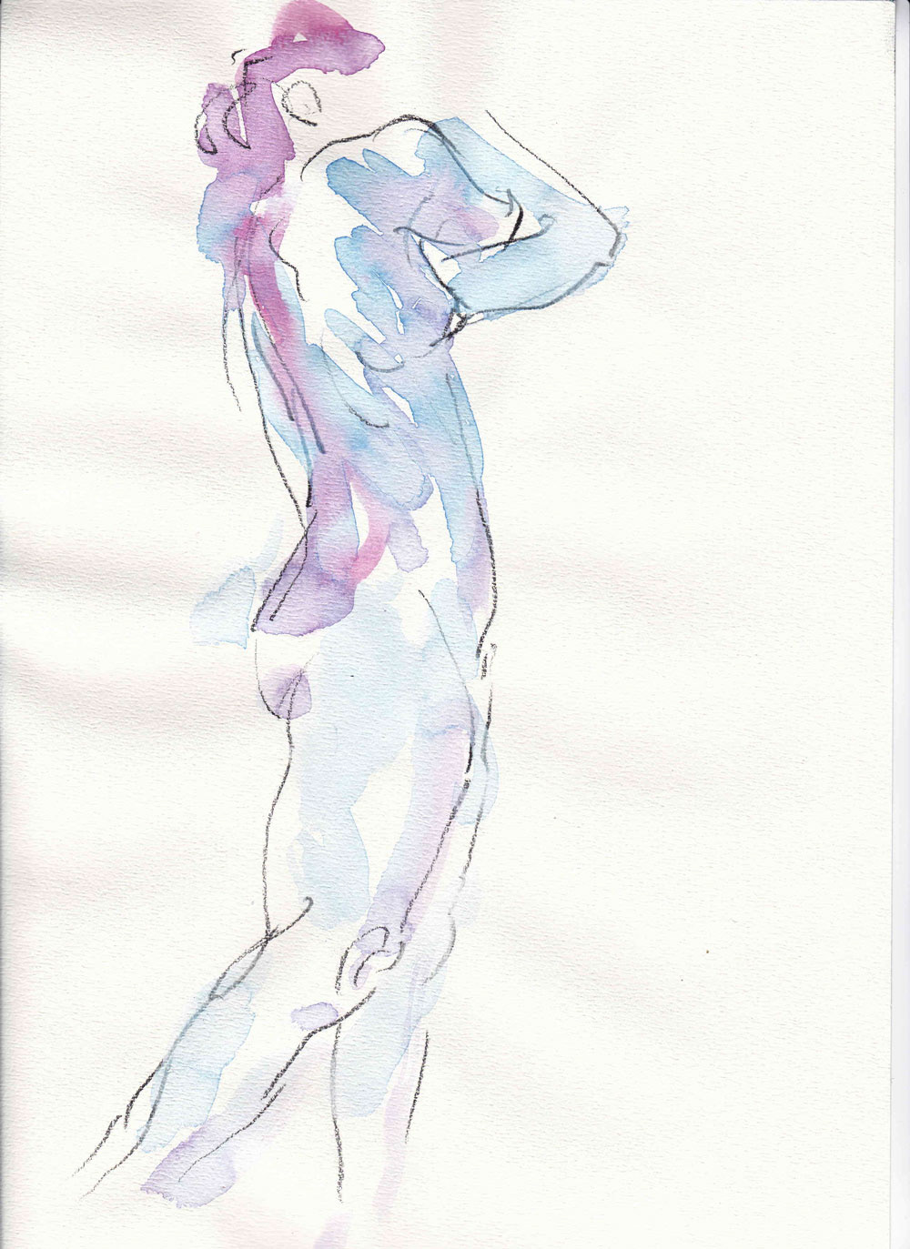 Pencil and watercolor