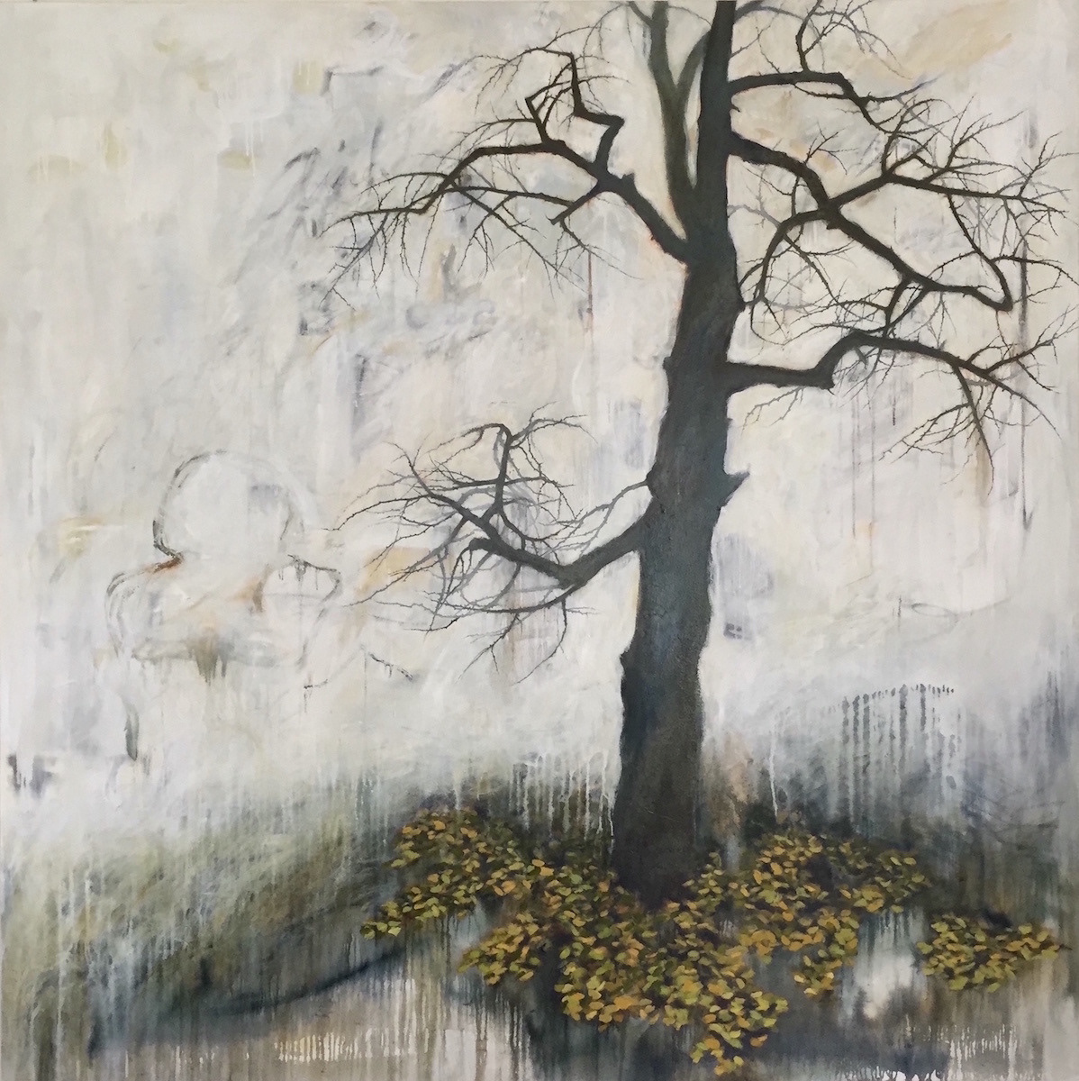Still Here (Ginkgo for Kate), oil/mixed media on canvas (sold)