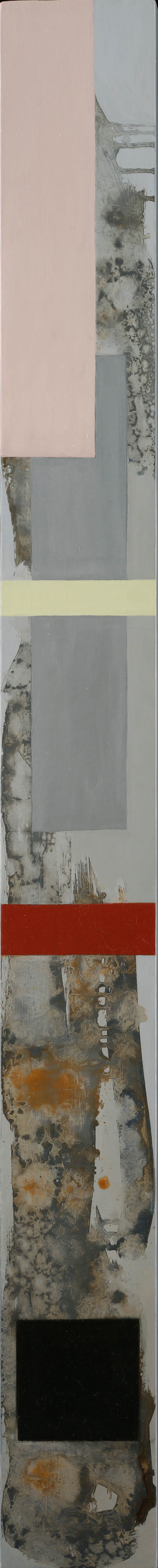 Boxed:Shift (Jones Last Light), Oil/metallic pigment on panel, 50" x 7"