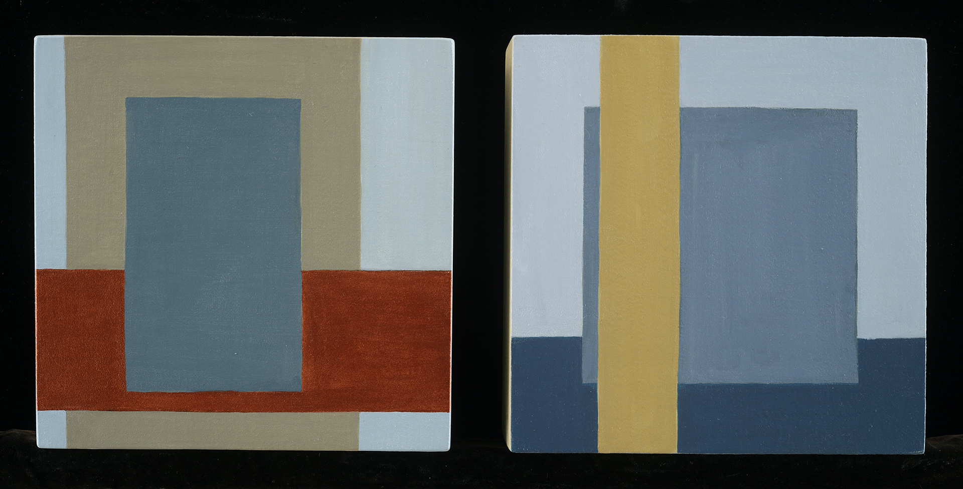 Boxed:Shift (Copper & Gold), acrylic on panel, 9 x 18 in.
