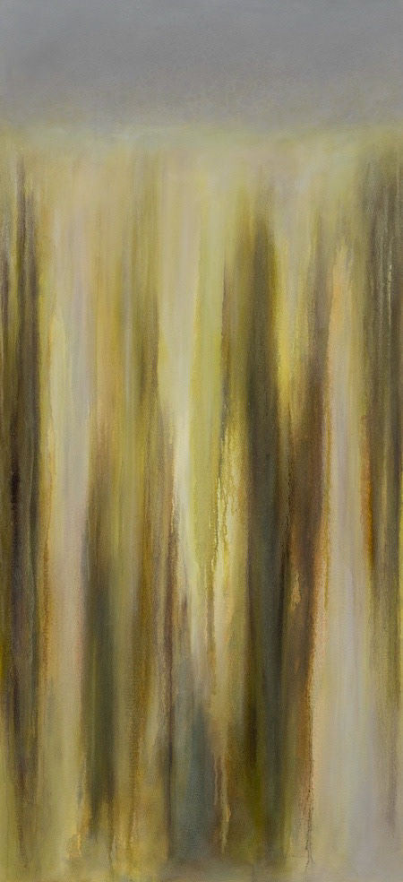 Edge Lichen I, Oil/alkyd/metallic pigment on canvas 52 x 24 in.