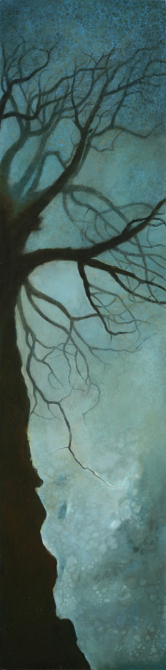Still Here (Beech, Midnight), Oil/alkyd on panel, 4 8 x 12 SOLDin. 