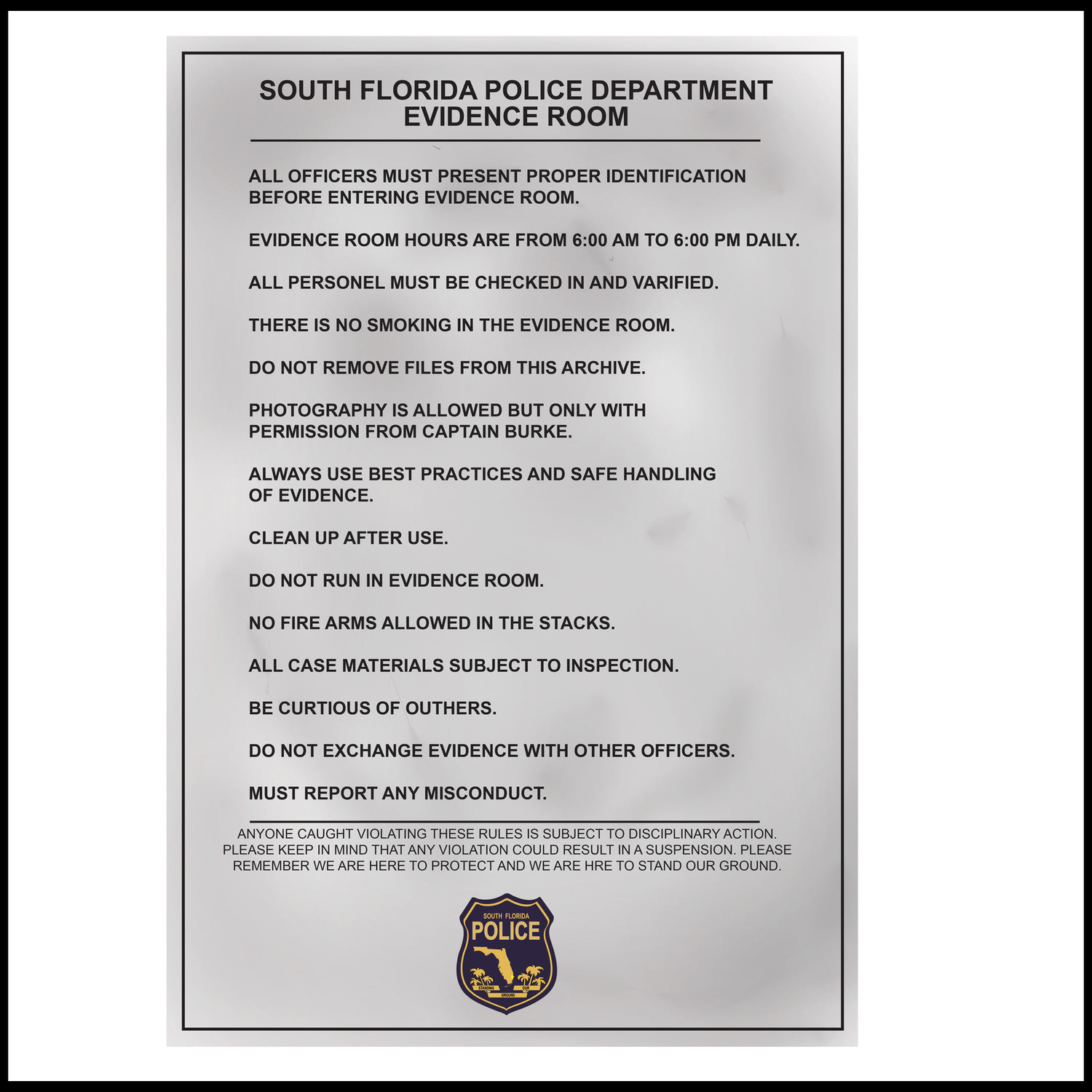 Police rules for BTHF
