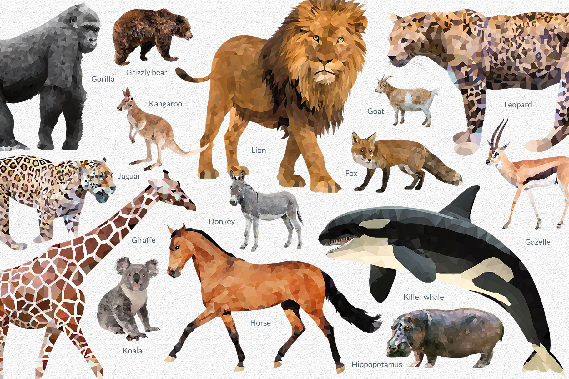 Polygonal style animals