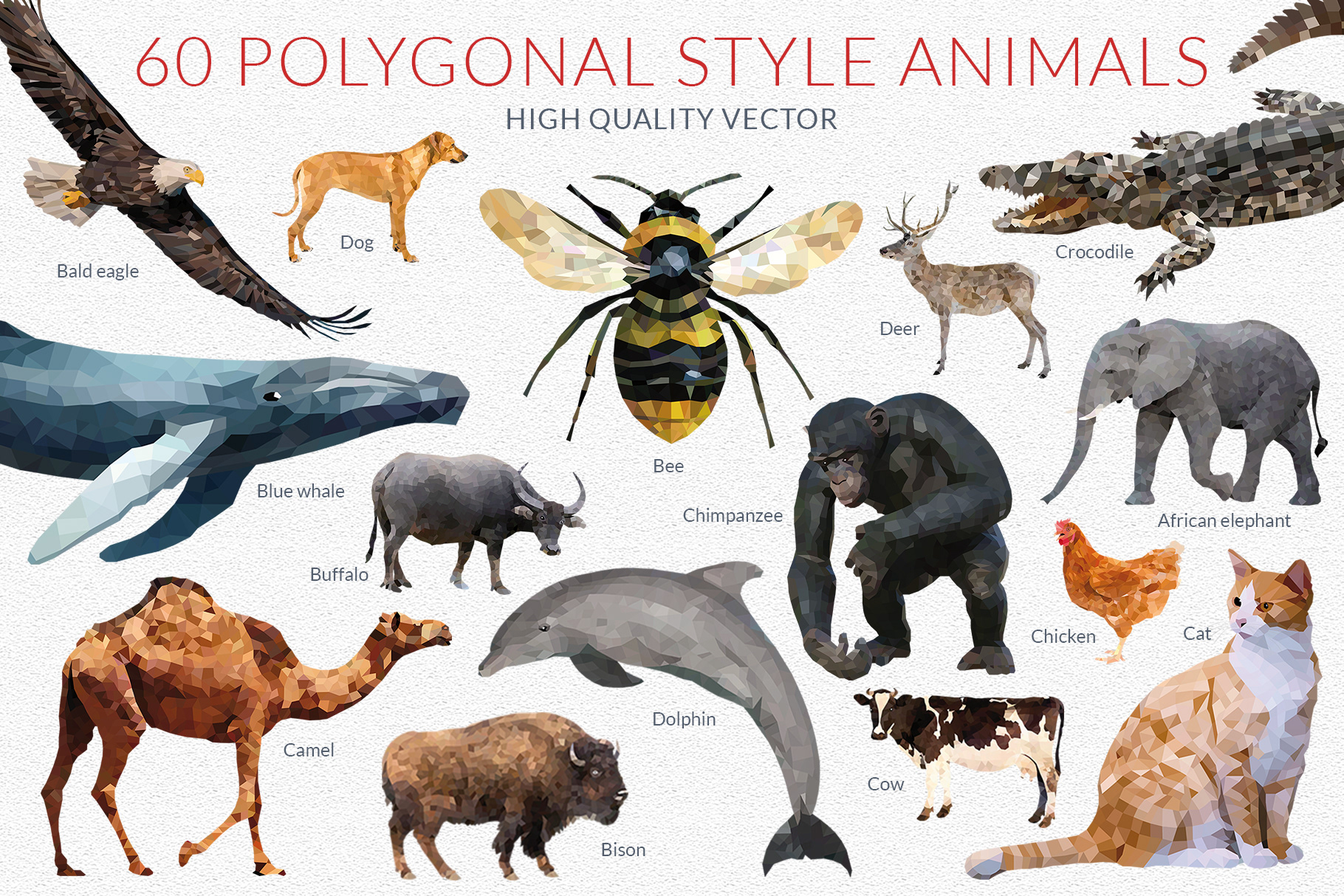 Polygonal style animals