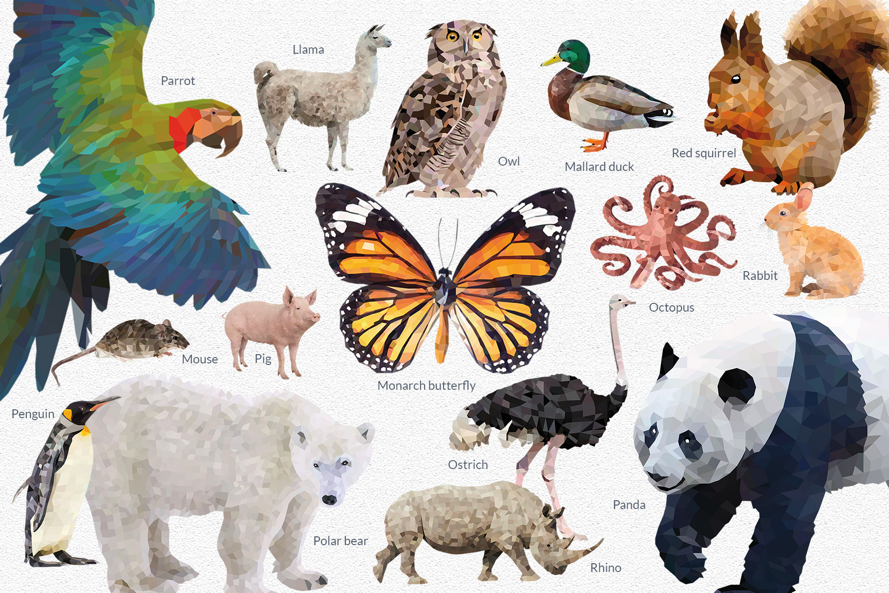 Polygonal style animals