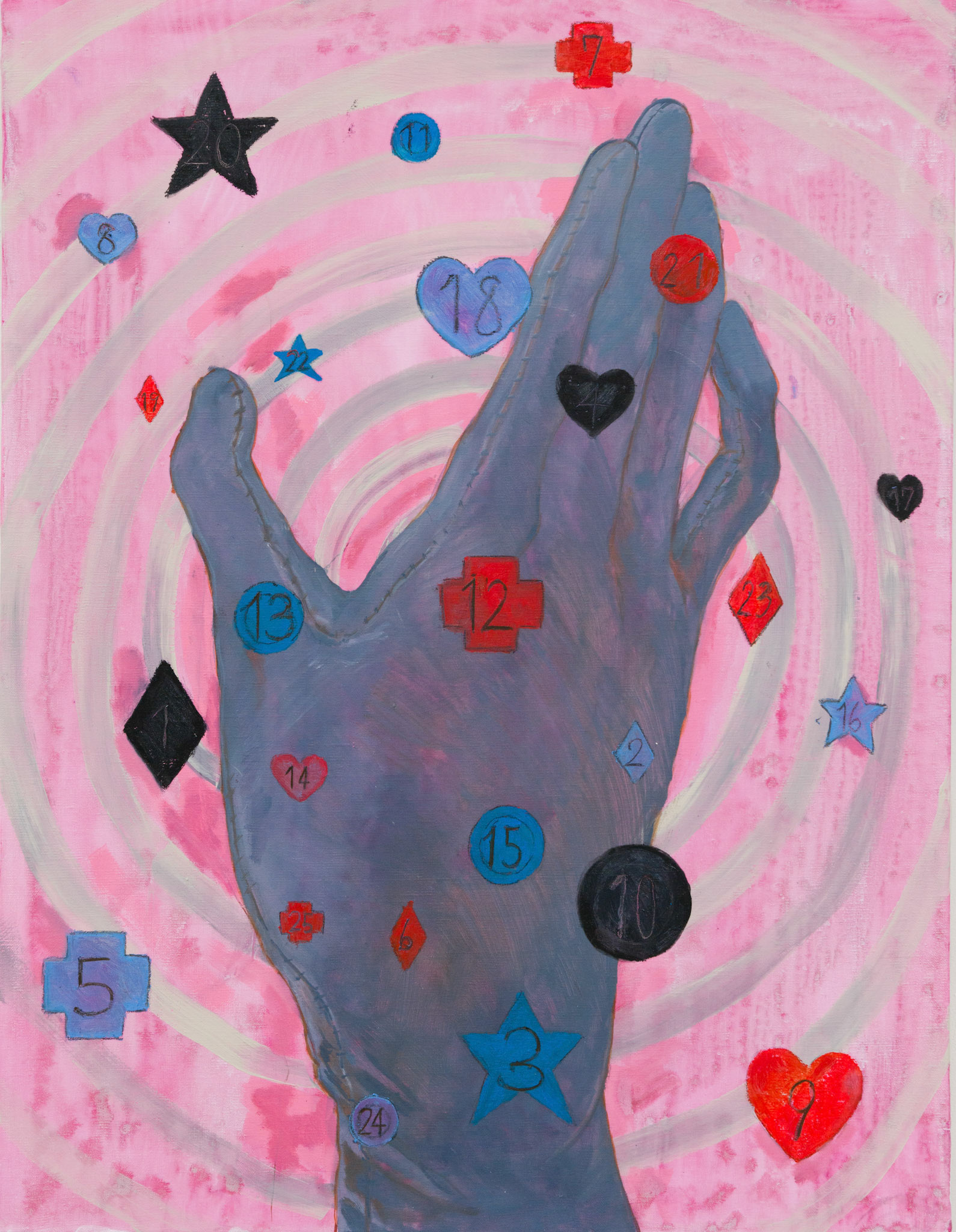 Morphing Training (Hand and one to tweny five) 2023 65.2 × 50cm 25.7 × 19.7 inch Oil and charcoal on canvas