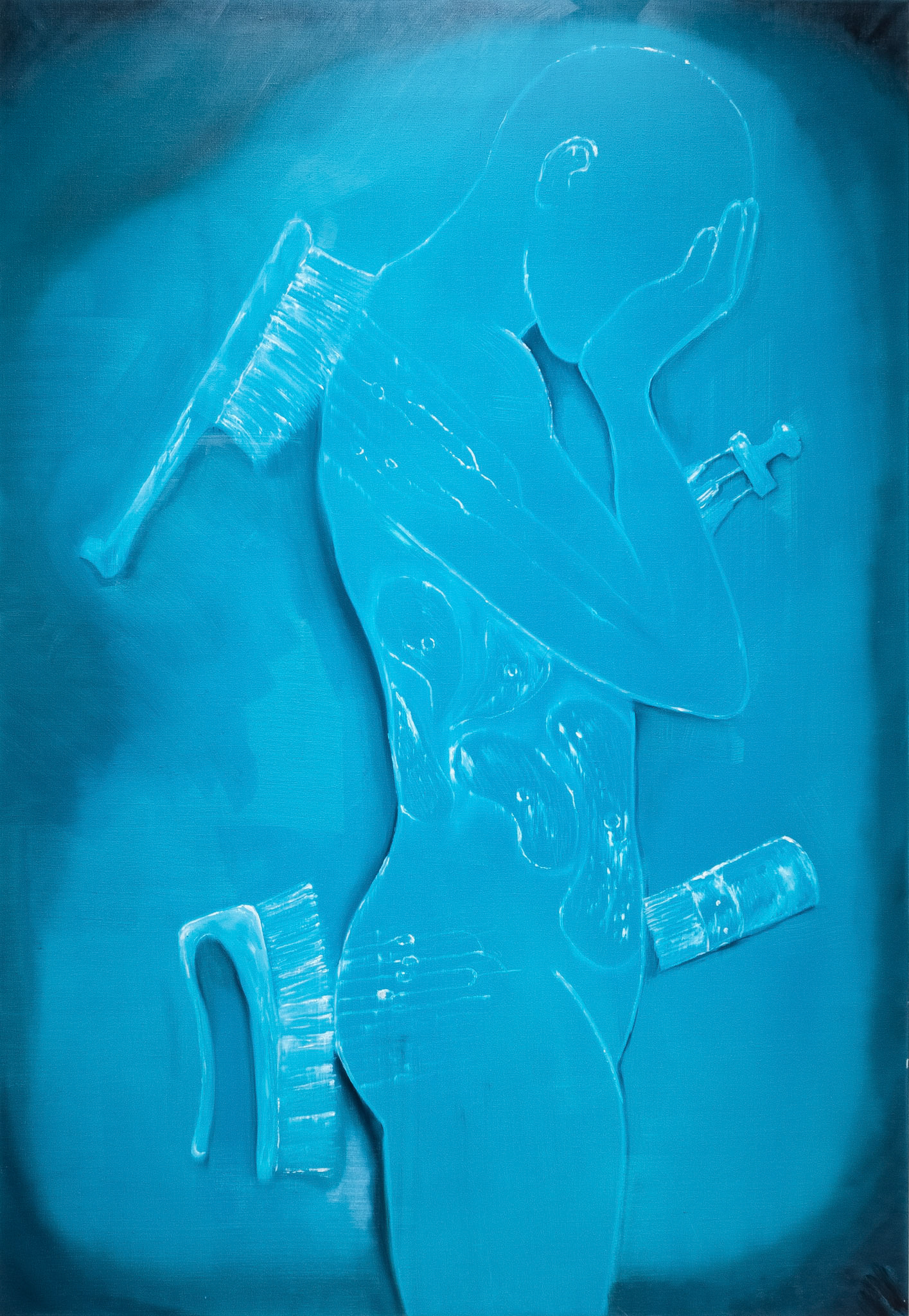 Imprint on Contours (Blue)  2024   162 × 112cm   63.8 × 44.1 inch   Oil on canvas