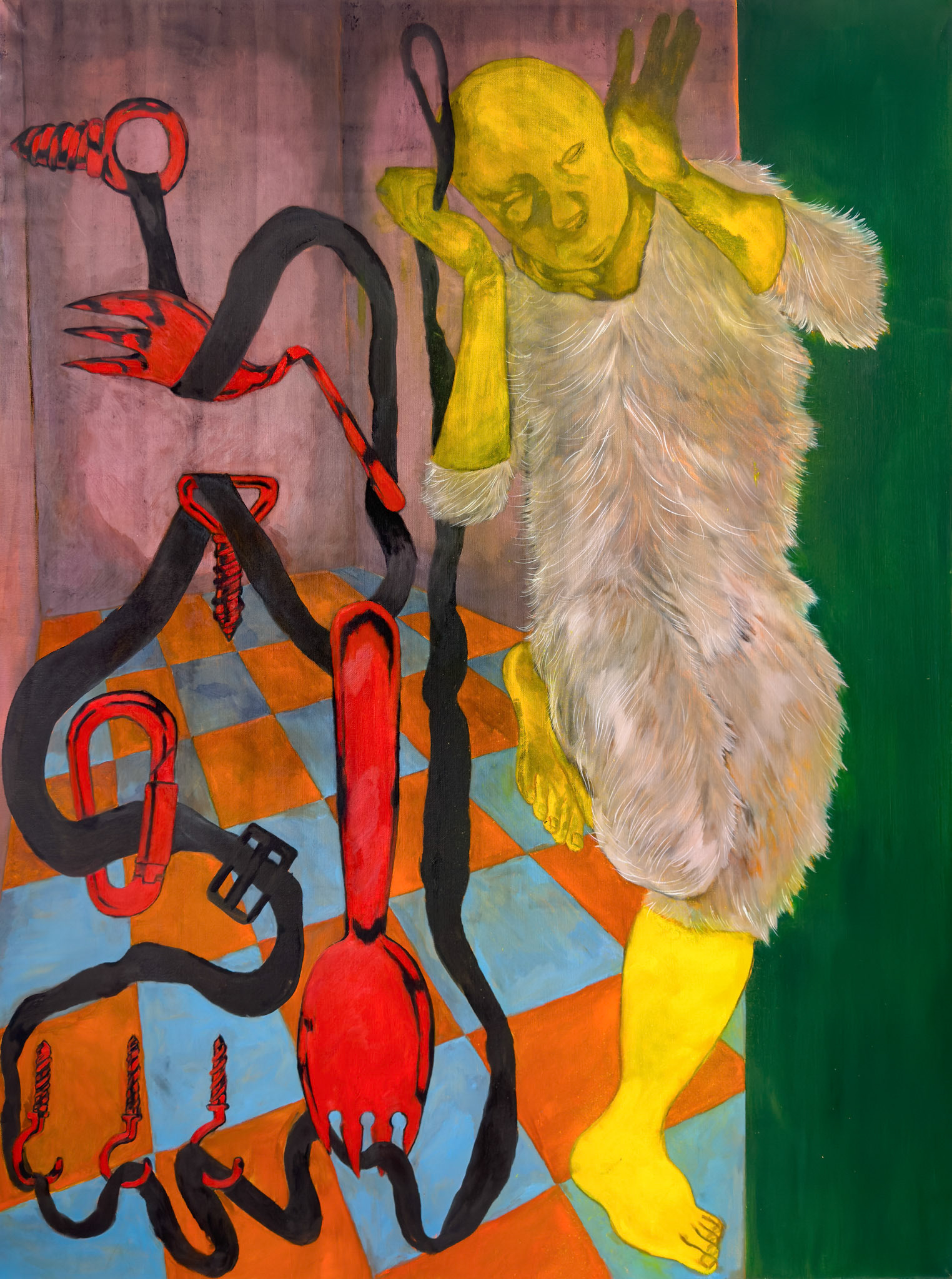 a quadruped masking  2024   130 × 97cm   51.2 × 38.2 inch   Oil and charcoal on canvas