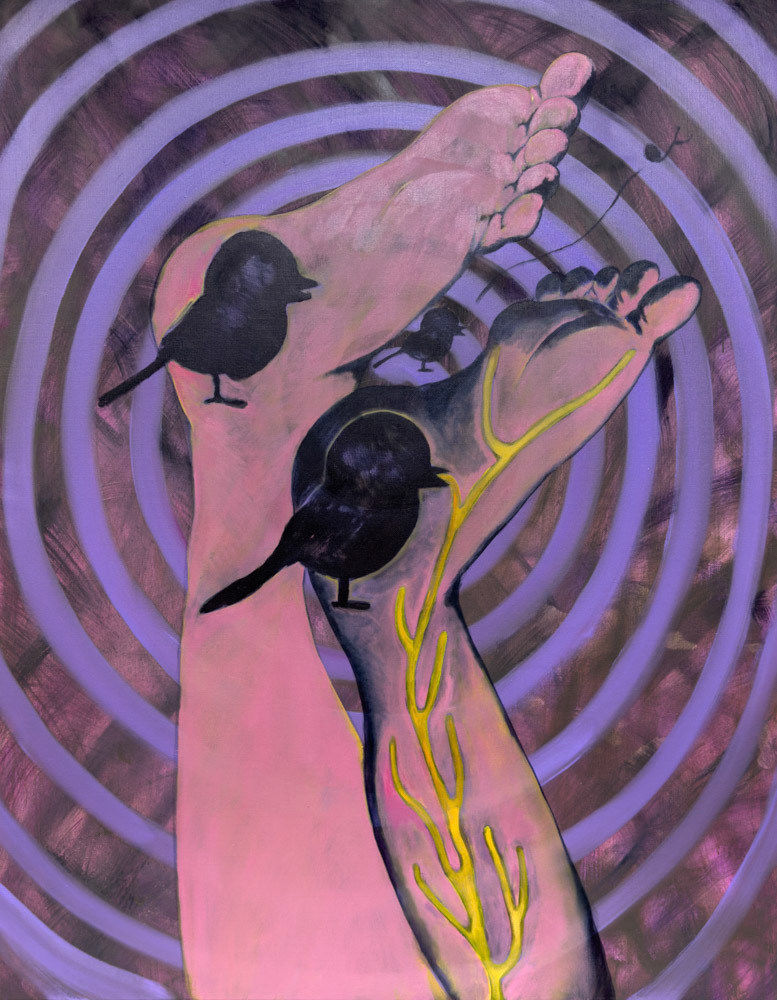 Treed Codependency (Reverce circulation)  2023   116.7 × 91cm   45.9 × 35.8 inch   Oil and charcoal on canvas