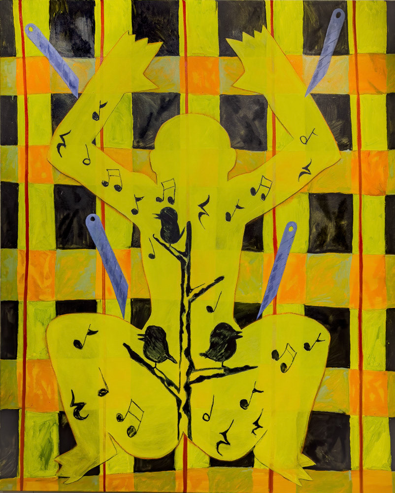 Treed Codependency (Cutte Blades)  2023   160 × 130cm   63 × 51.2 inch   Oil and charcoal on canvas