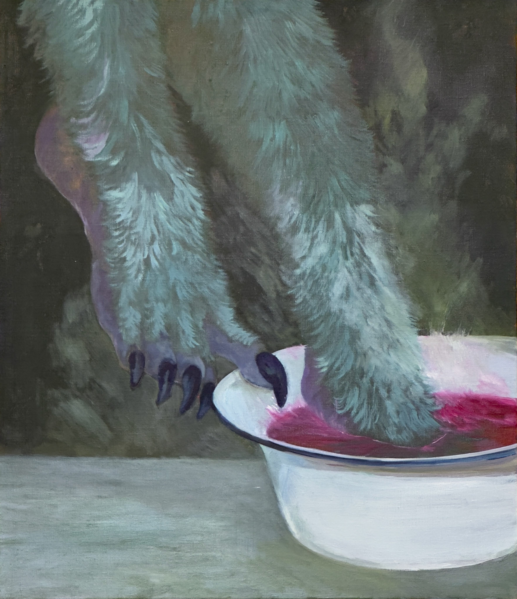 Homecoming Ritual  2024   53 × 43.3cm   1' 8.87" × 1' 5.05" inch   Oil and charcoal on canvas