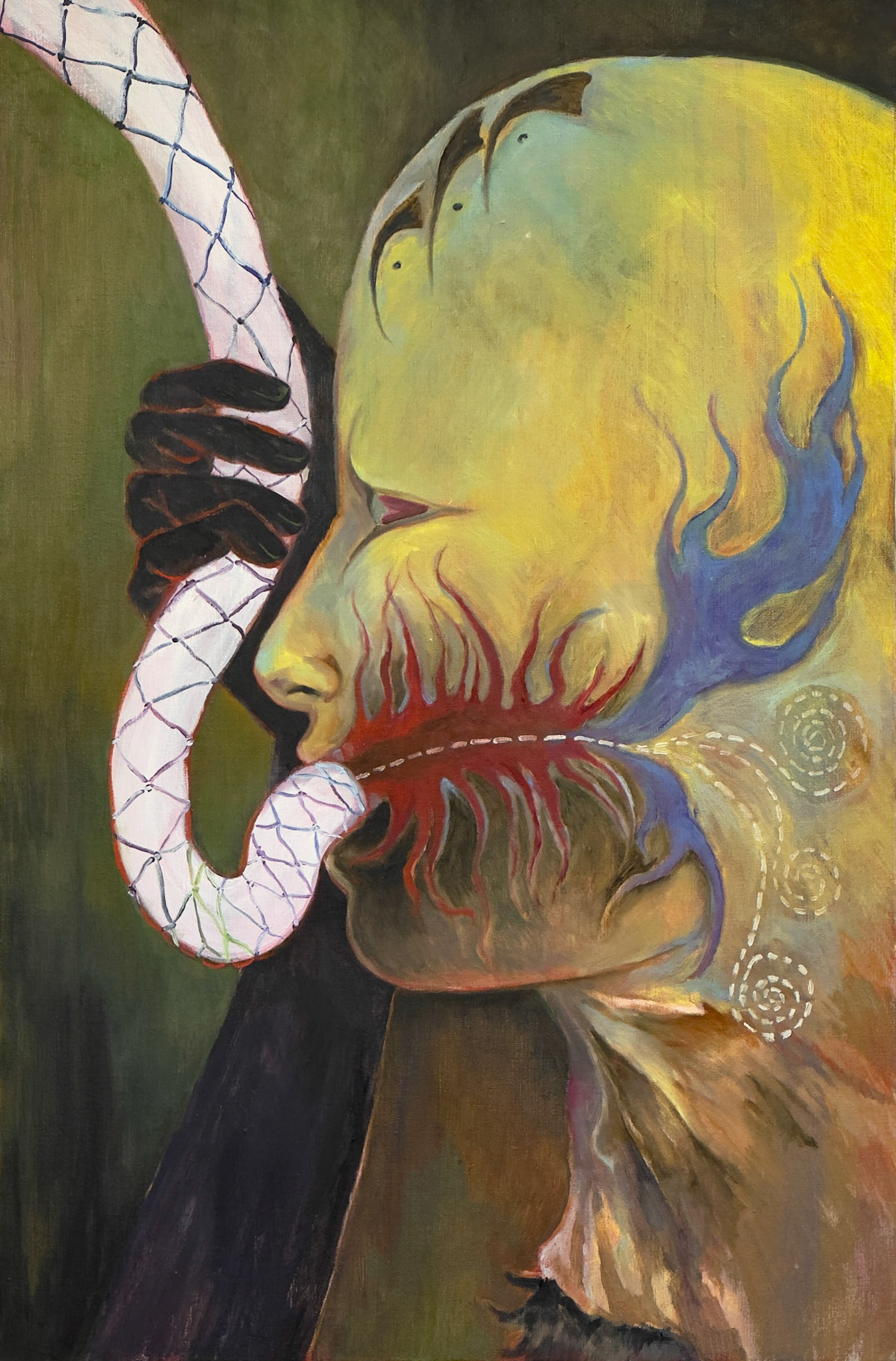 Prosity and Flux  2024   80.3 × 60.6cm   2' 7.61" × 1' 11.86" inch   Oil and charcoal on canvas