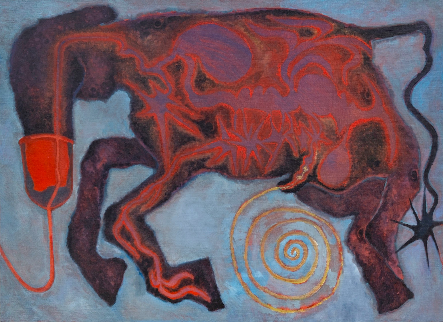 Prosity and Flux  2024   53 × 72.7cm   1' 8.87" × 2' 4.62" inch   Oil and charcoal on canvas