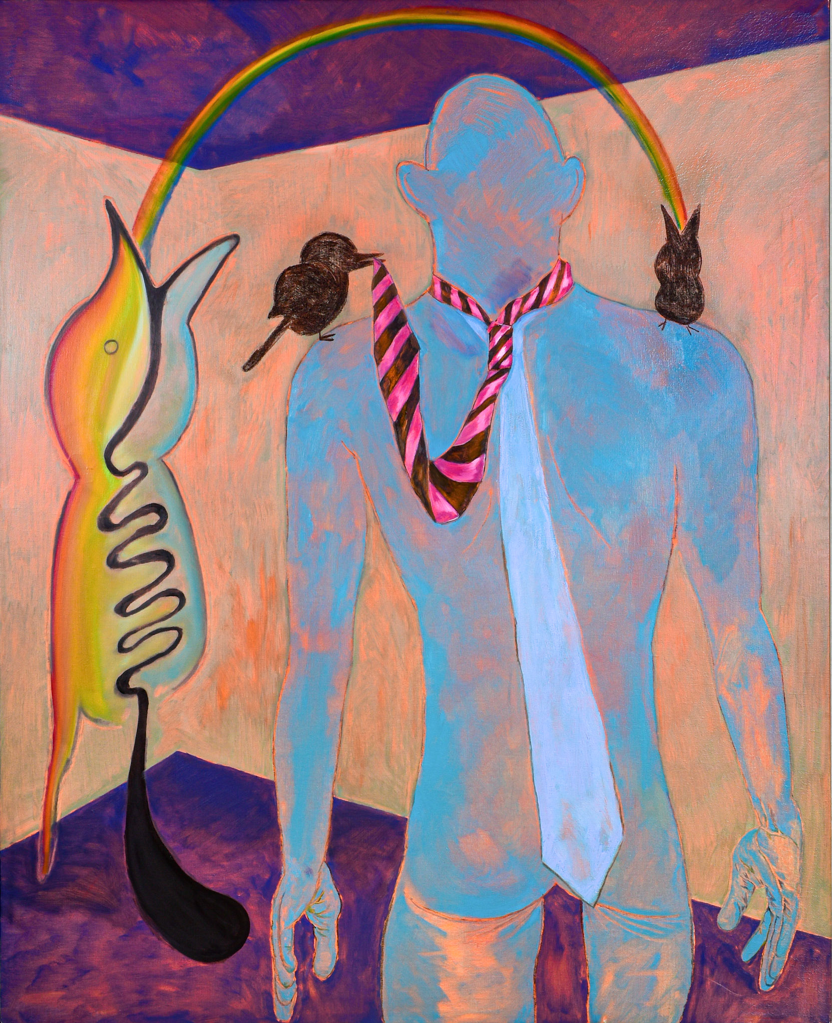 Treed Codependency (spectrum milk)  2023   160 × 130cm   63 × 51.2 inch   Oil and charcoal on canvas