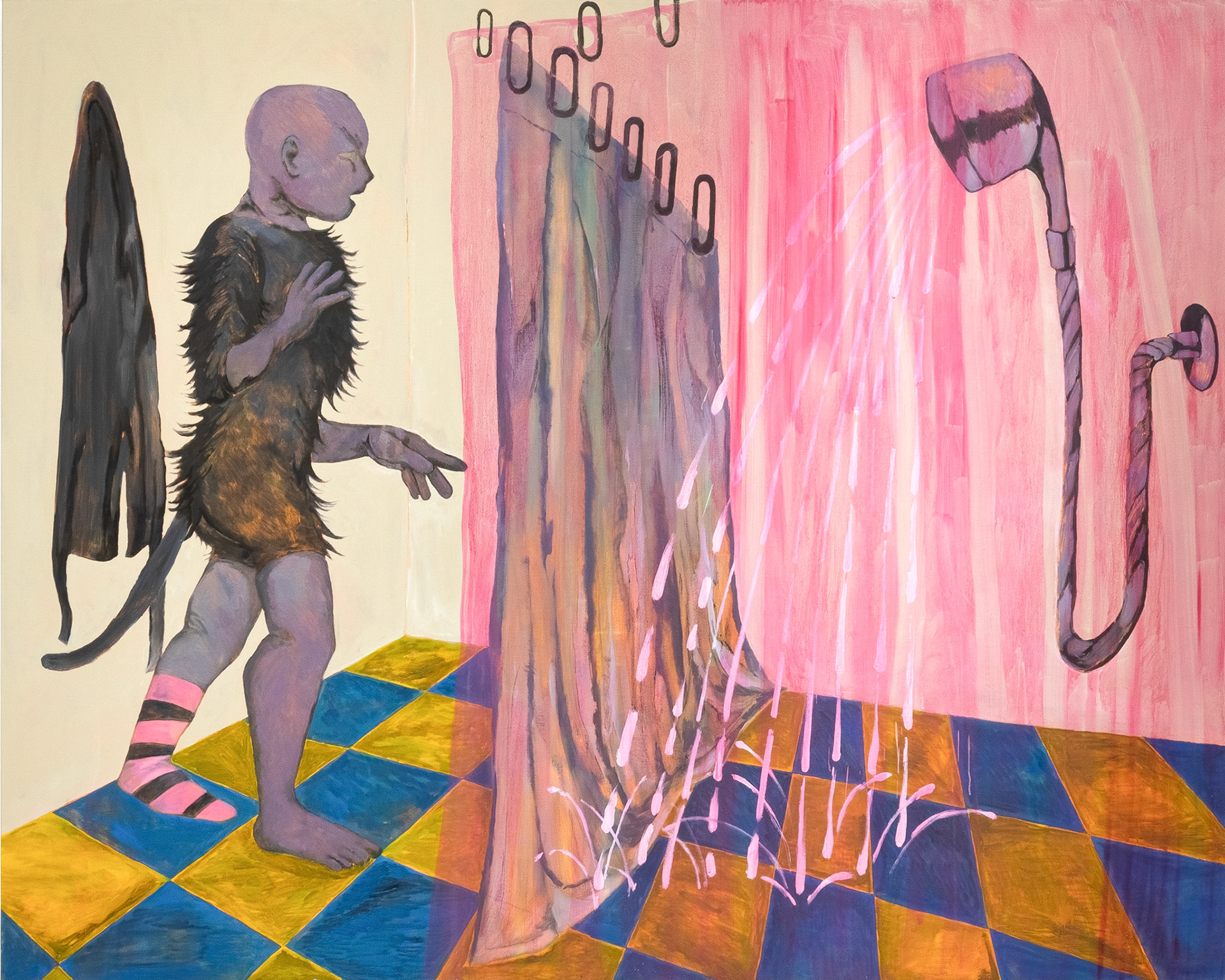 Temperature check  2024   224 × 181cm   88.2 × 71.3 inch   Oil on canvas