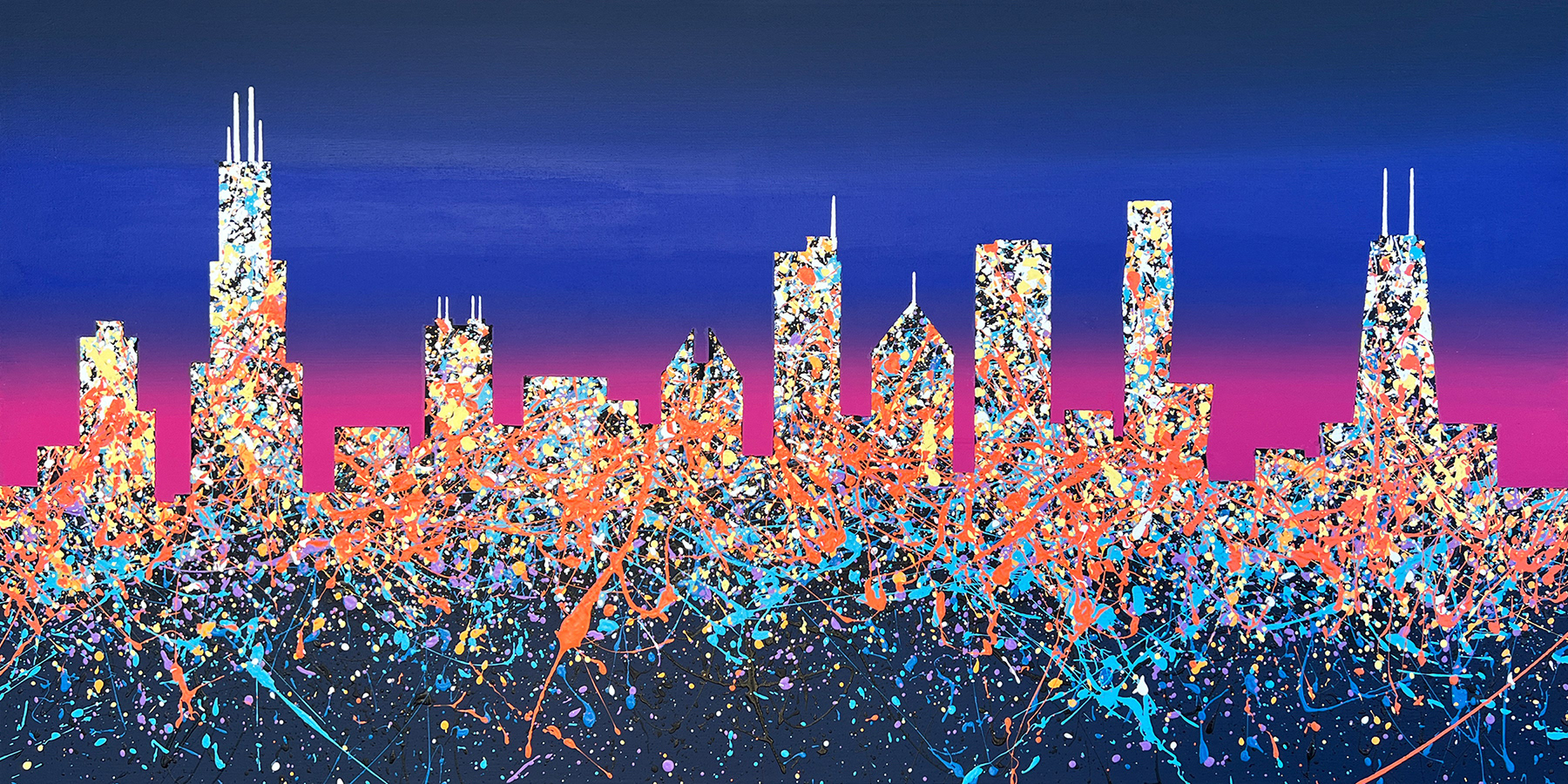 "Chicago Dusk 2" - 24" x 48"