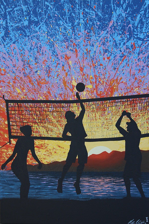 "Volleyball at Sunset" - 24" x 36"