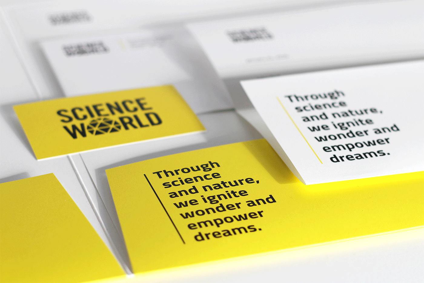 Stationery package: Presentation folder, business card, letterhead, and envelope.
