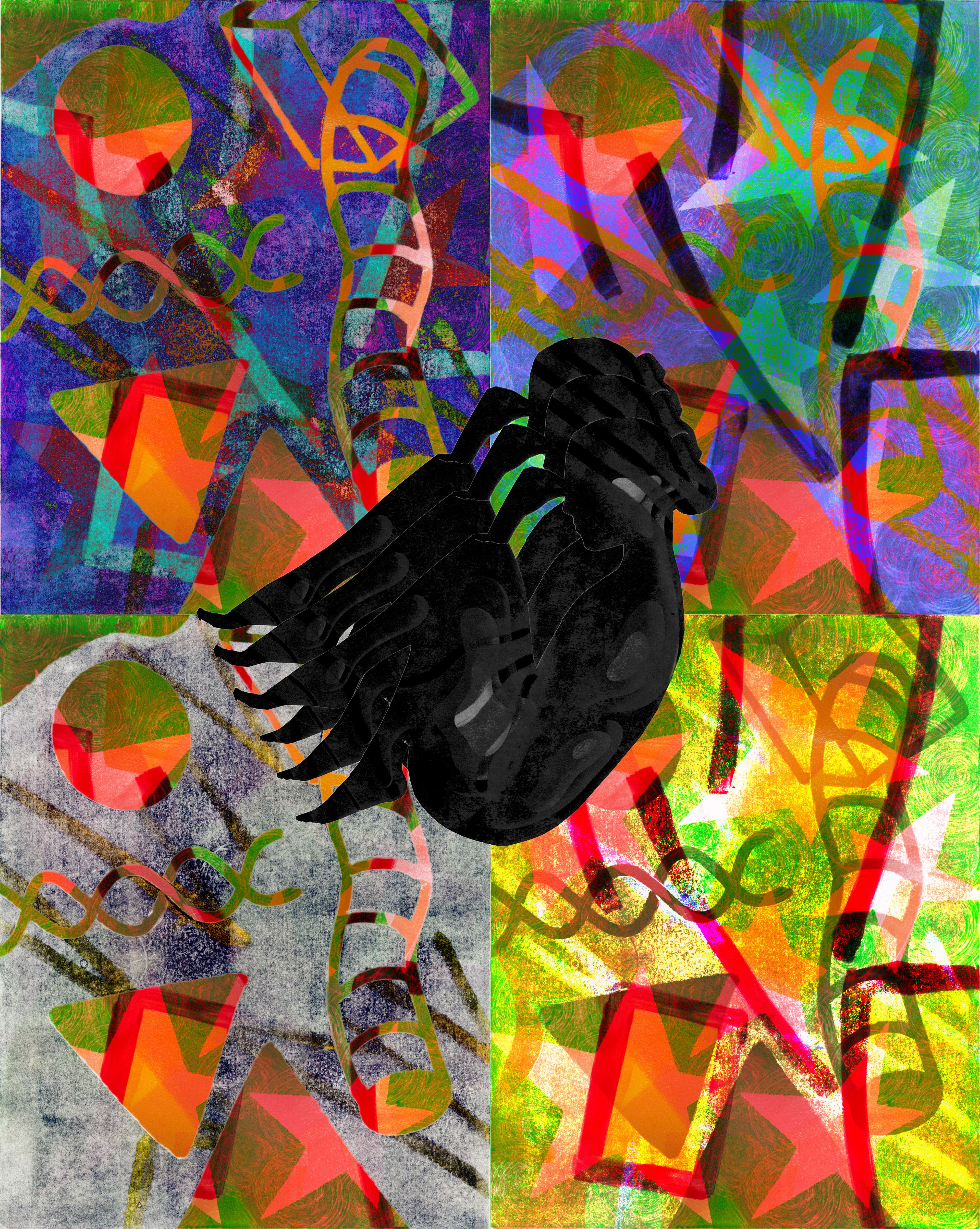 Psychedelia I. Mixed Media Digital Print, 9x12".