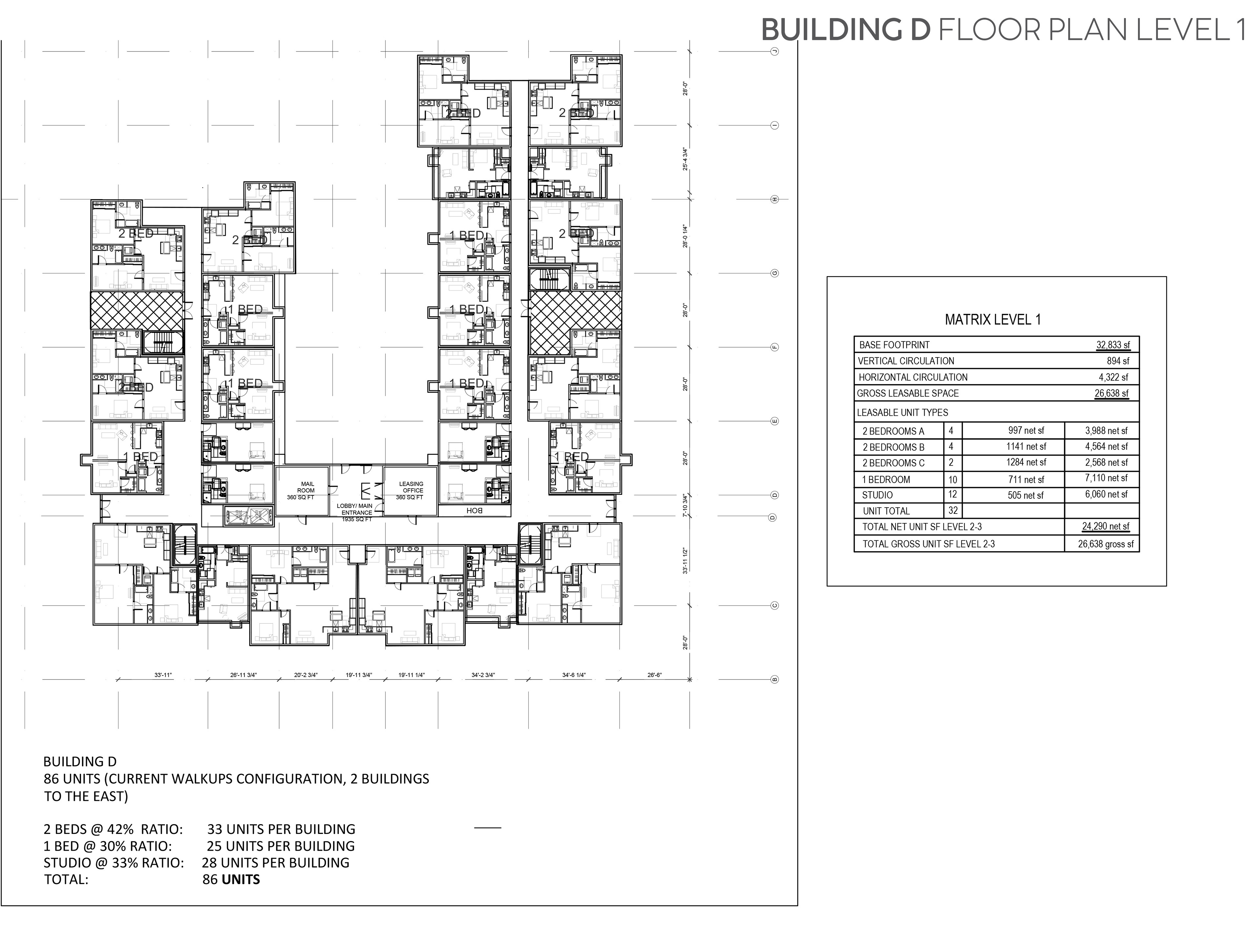 Schematic floor plan for a multifamily building in Covington, WA.