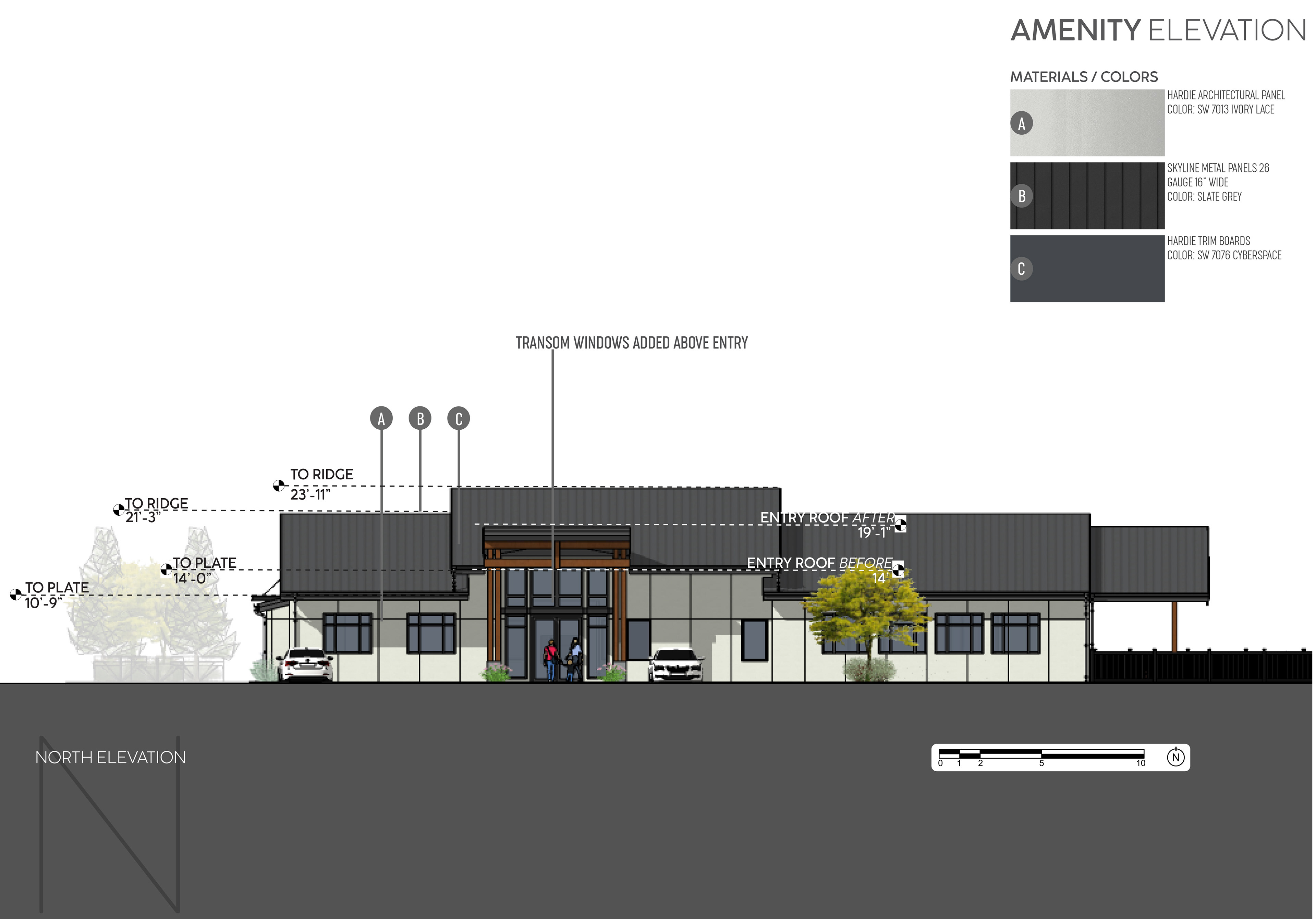Design Review package completed for using CAD, Photoshop, & InDesign for a multifamily project in Arlington, WA. Amenity Building design completed in collaboration with Hank Chen.