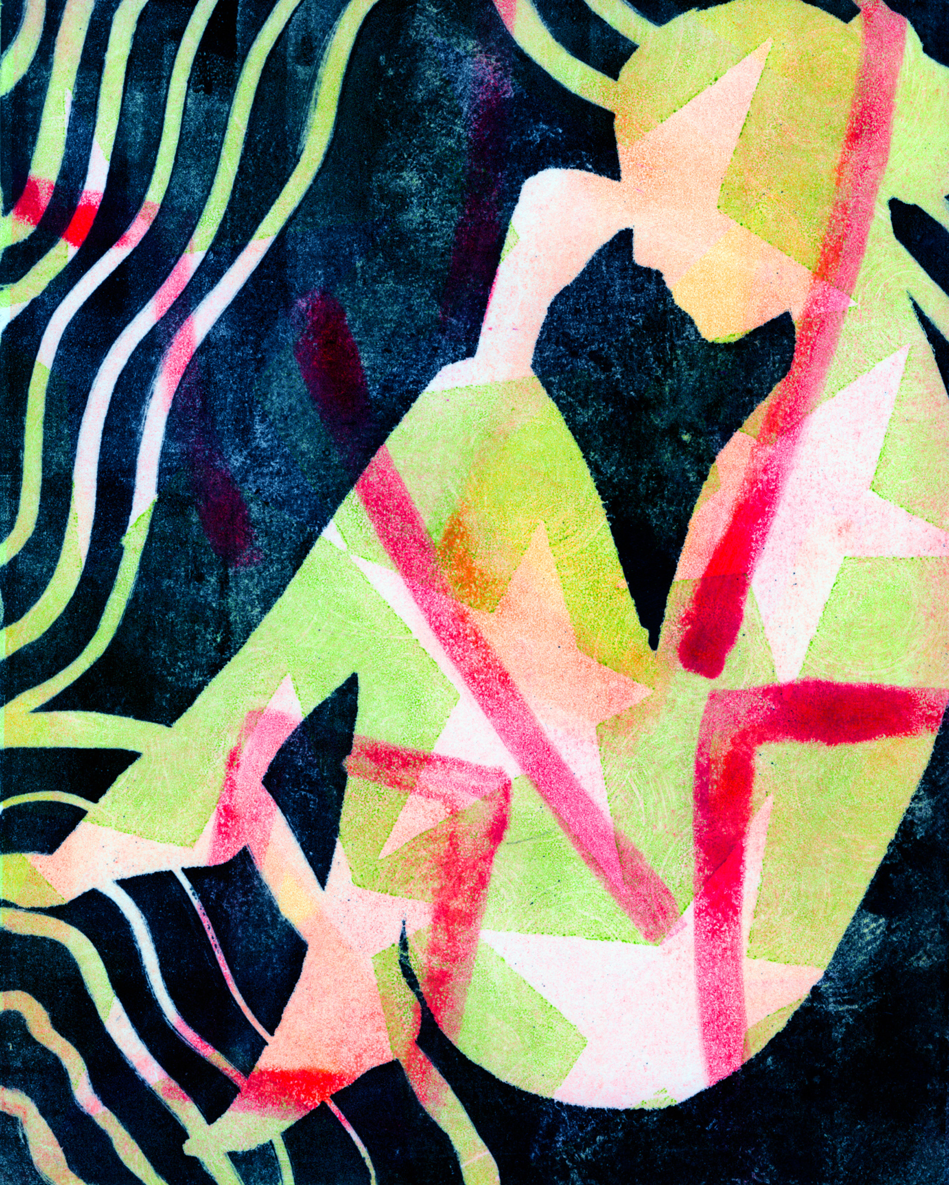 Lady Like. Layered Monotype, 8x10".