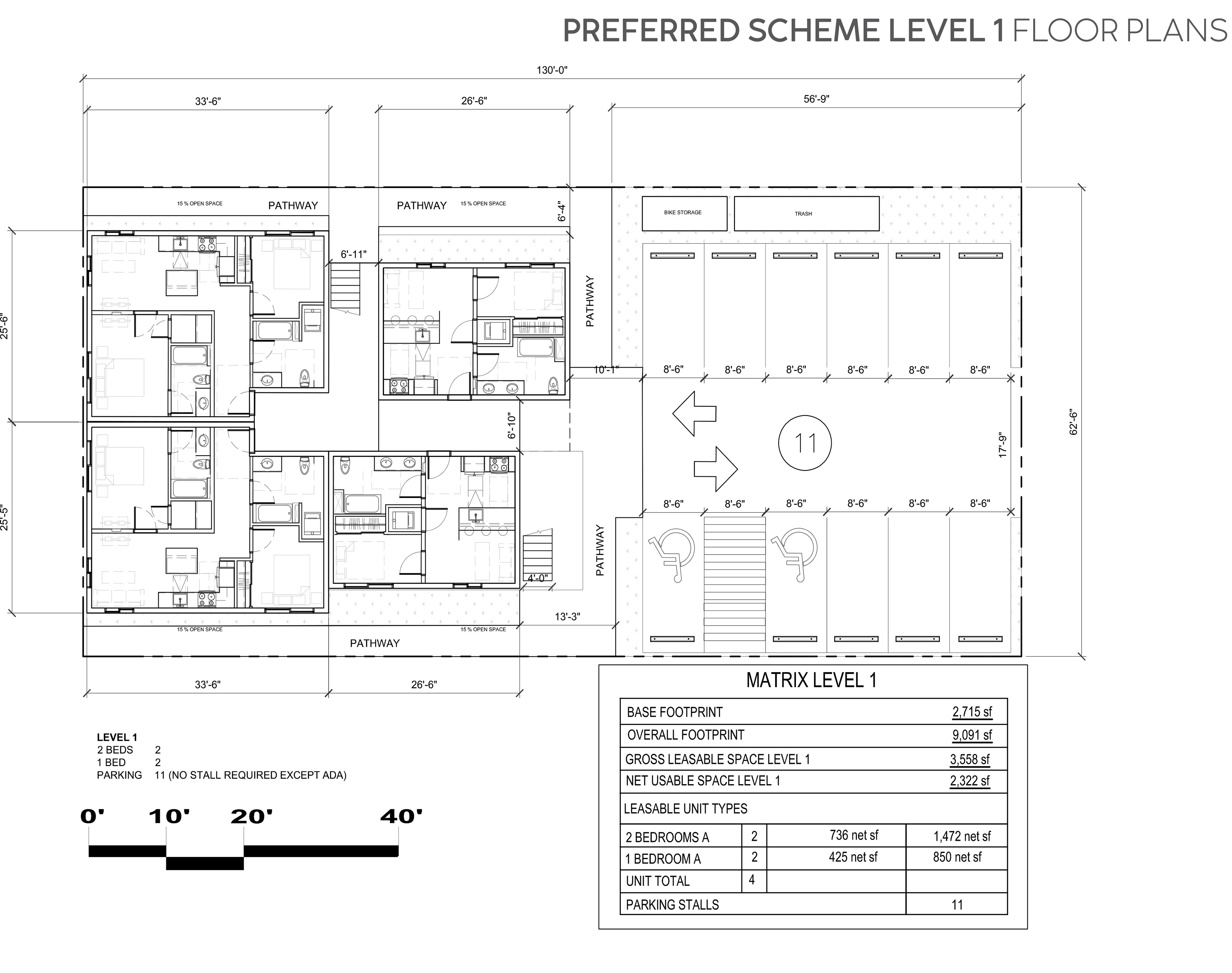 Schematic floor plan for a multifamily building in Tacoma, WA.