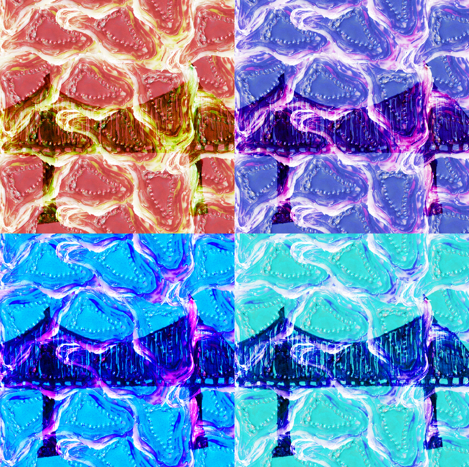 Glued Together. Hot Glue Monotype Digital Print, 10x10".