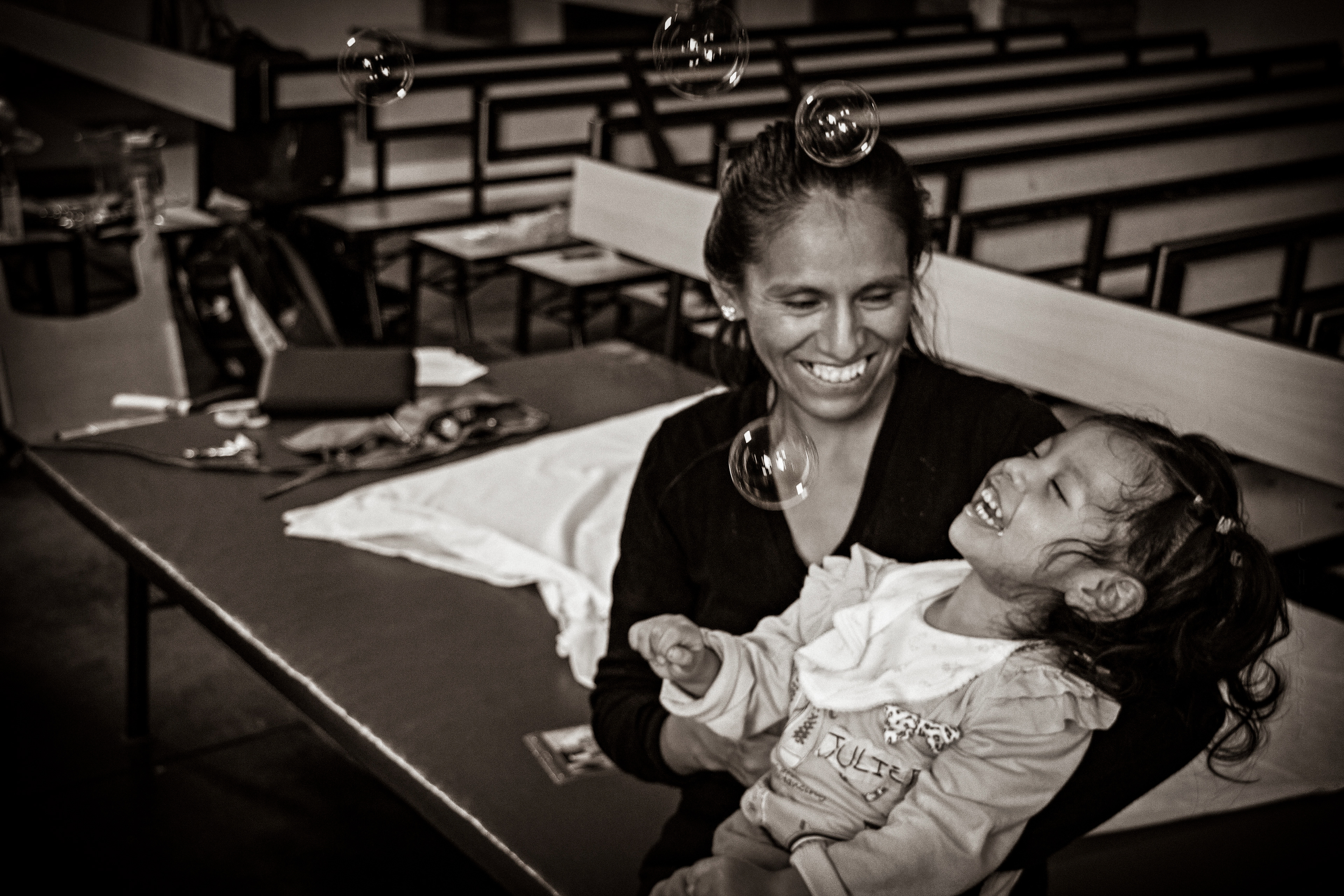 This little girl was not only ecstatic because of the bubbles, but for the first time she is able to see the sky with her own personalized wheelchair through the nonprofit, Eleanor's Project.