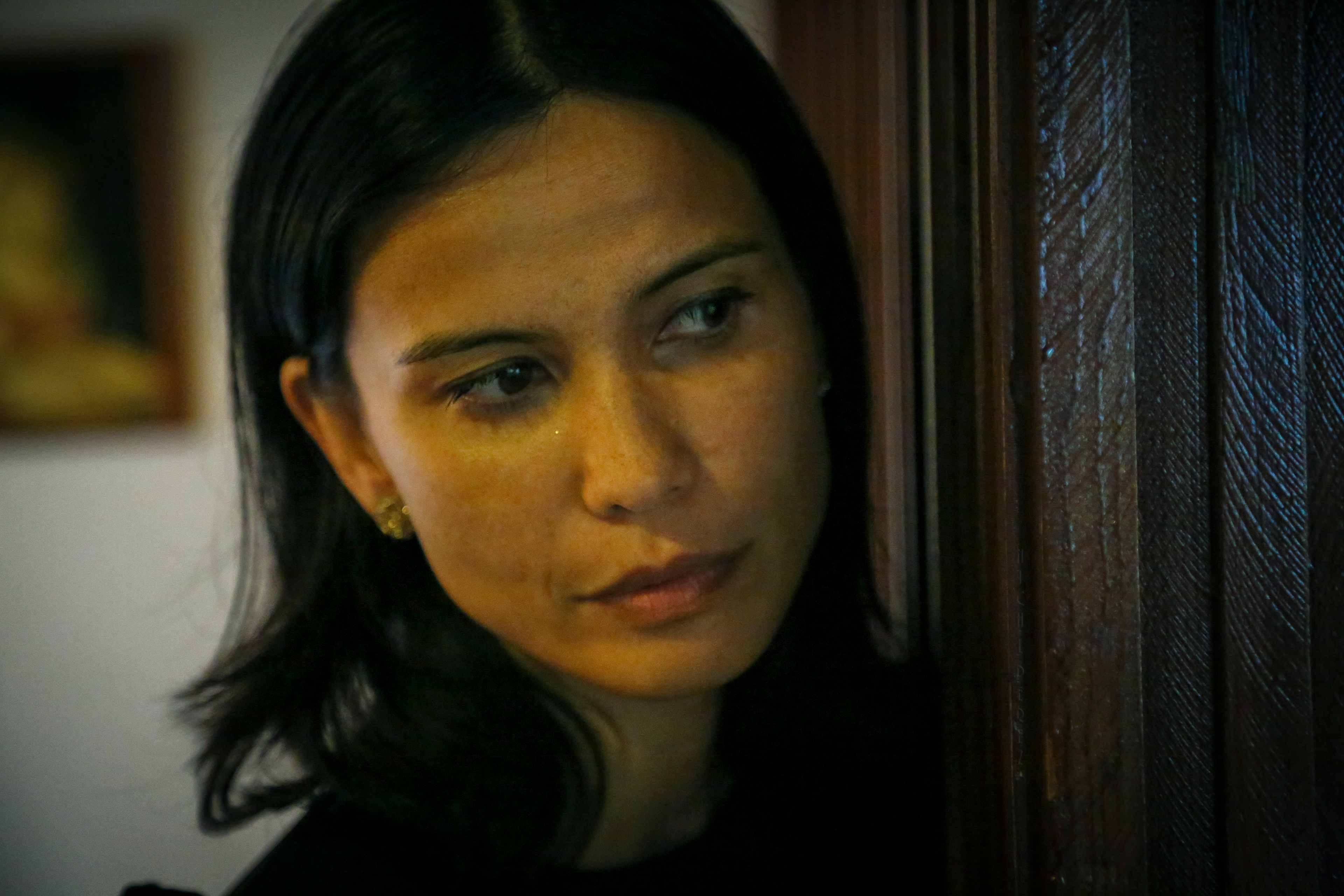 A Close-up of Sandi Gardiner on the set of "A Mother's Cross"